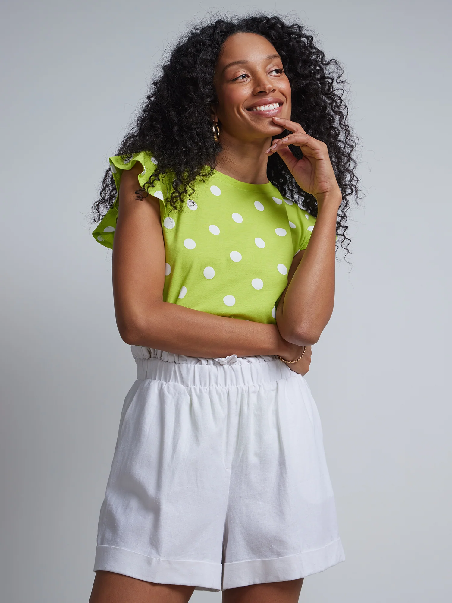 Flutter-Sleeve Perfect Tee - Polka-Dot - Image 5