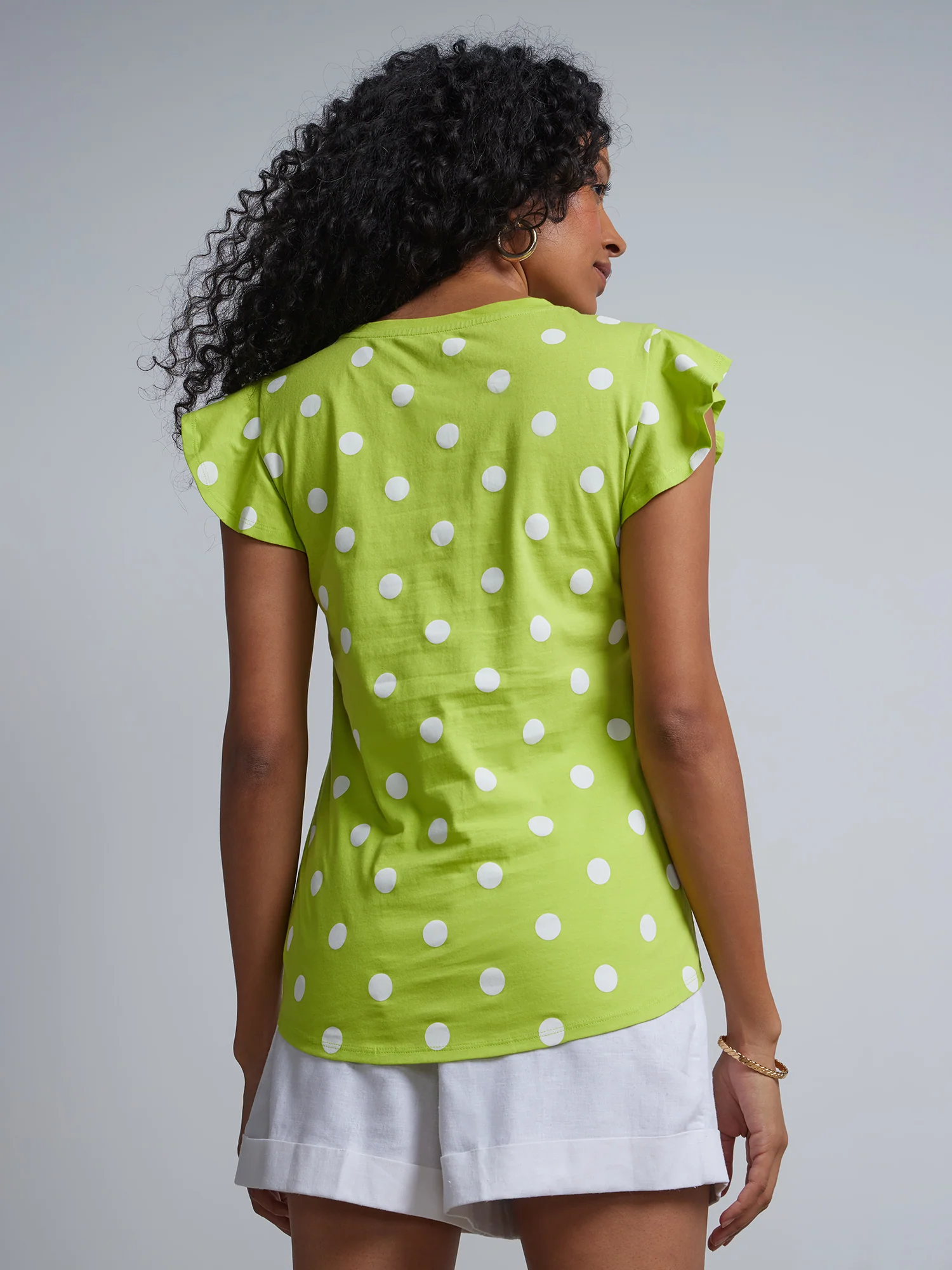 Flutter-Sleeve Perfect Tee - Polka-Dot - Image 7