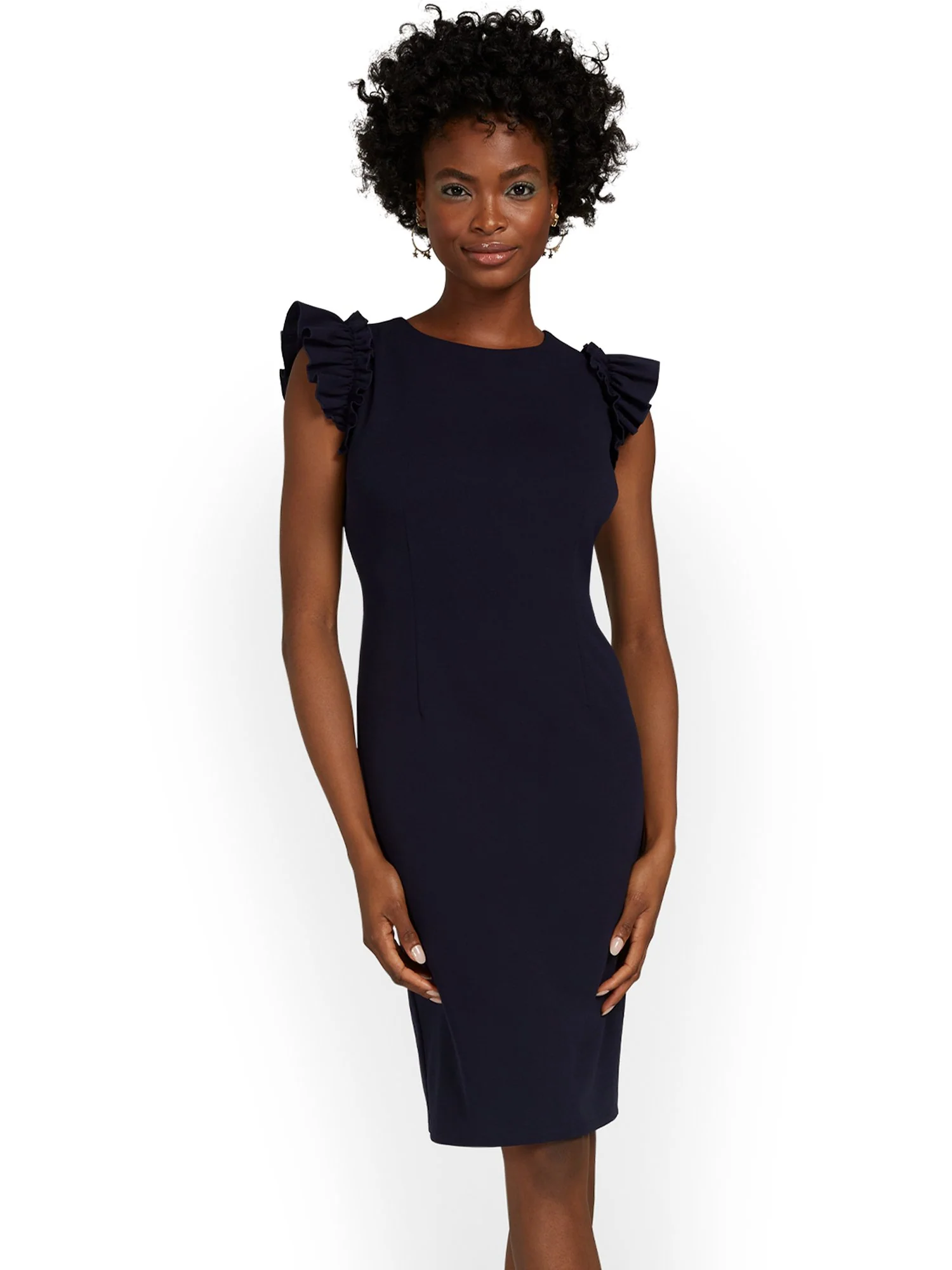 Flutter-Sleeve Sheath Dress - Magic Crepe® - Image 5