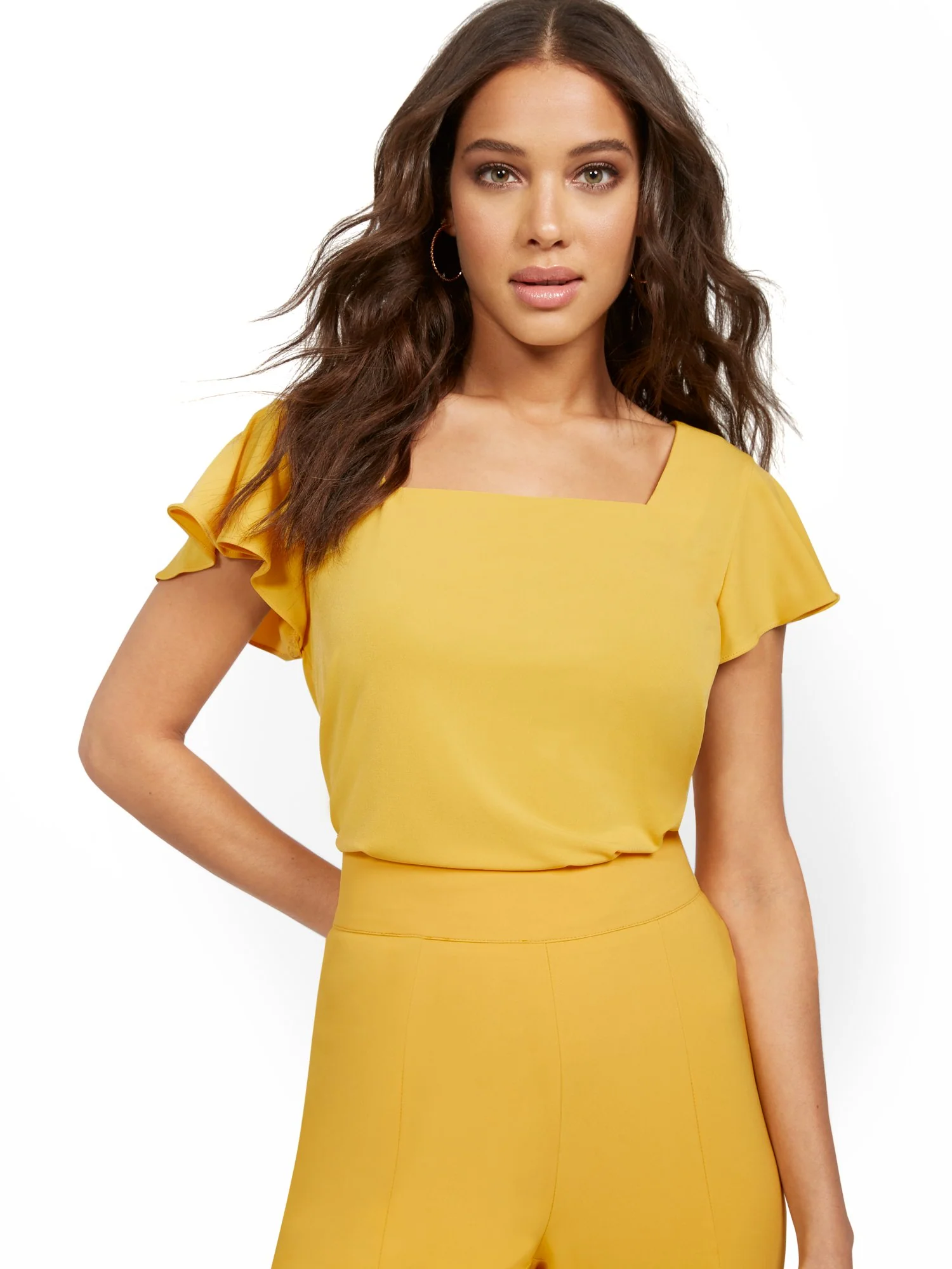 Flutter-Sleeve Square-Neck Top - Image 11