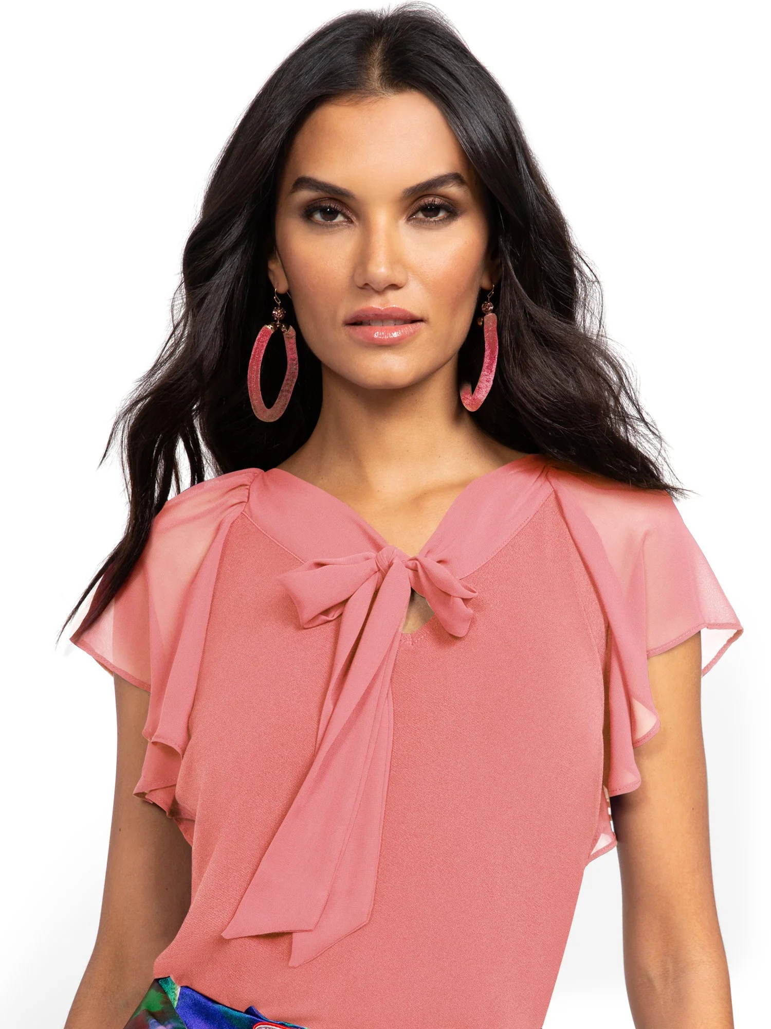 Flutter-Sleeve Tie-Front Top - 7th Avenue - Image 11