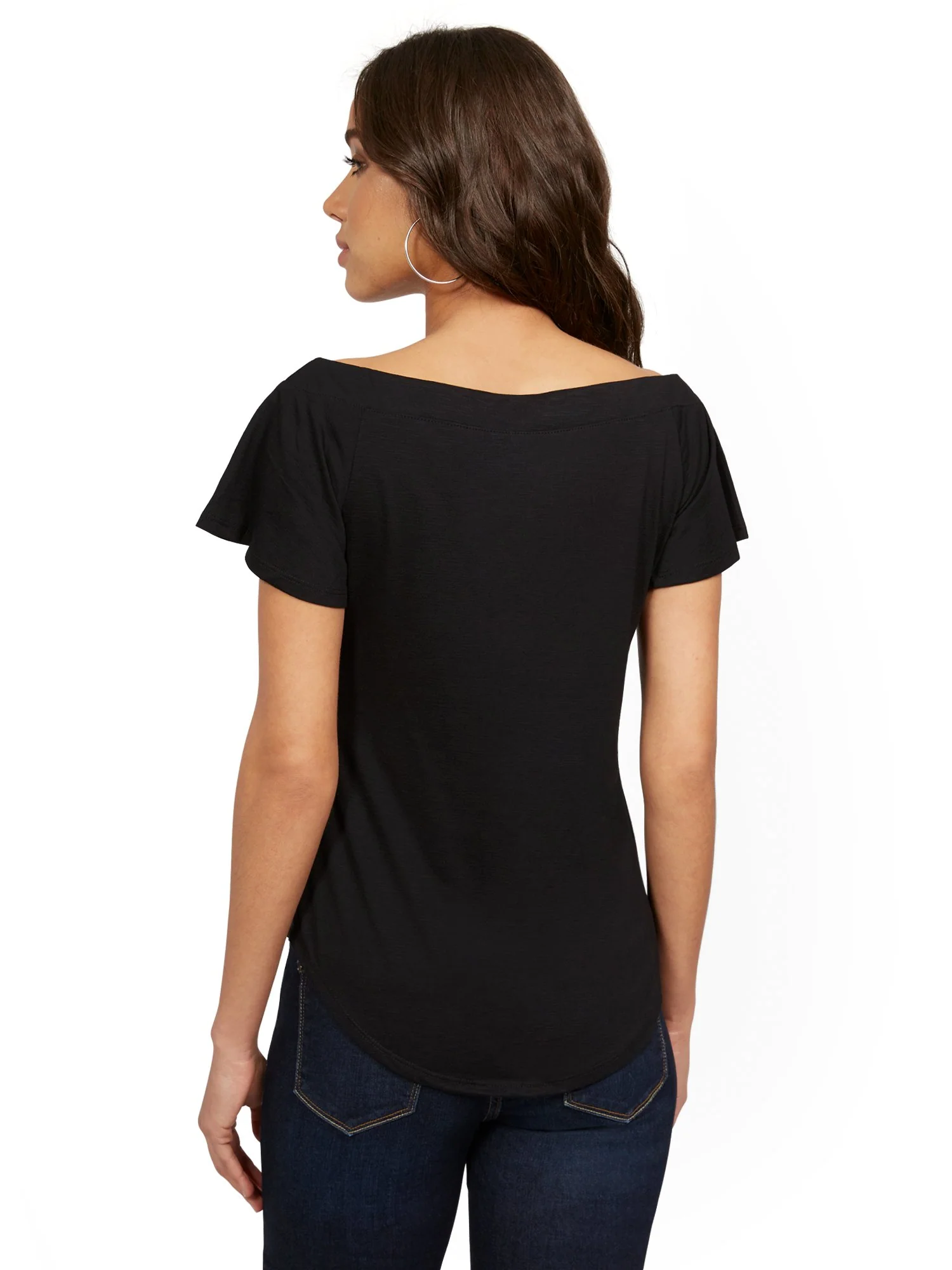 Flutter-Sleeve V-Neck Tee - Image 3