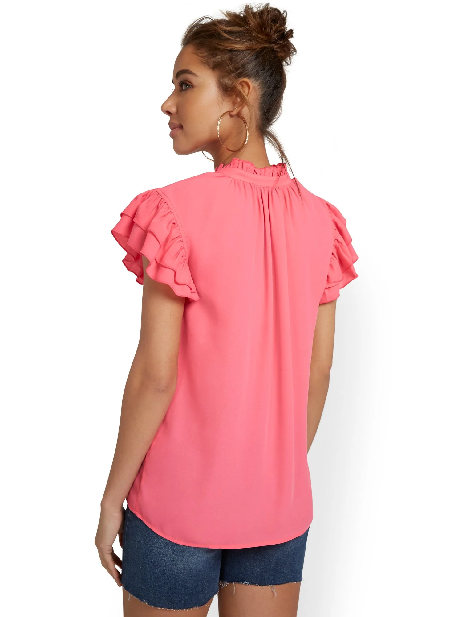 Flutter-Sleeve V-Neck Top - Image 12