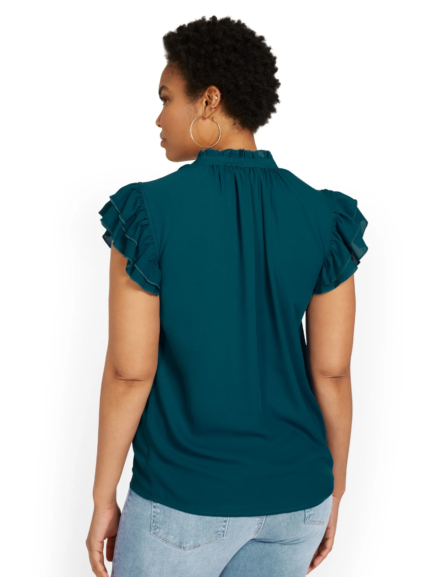 Flutter-Sleeve V-Neck Top - Image 16