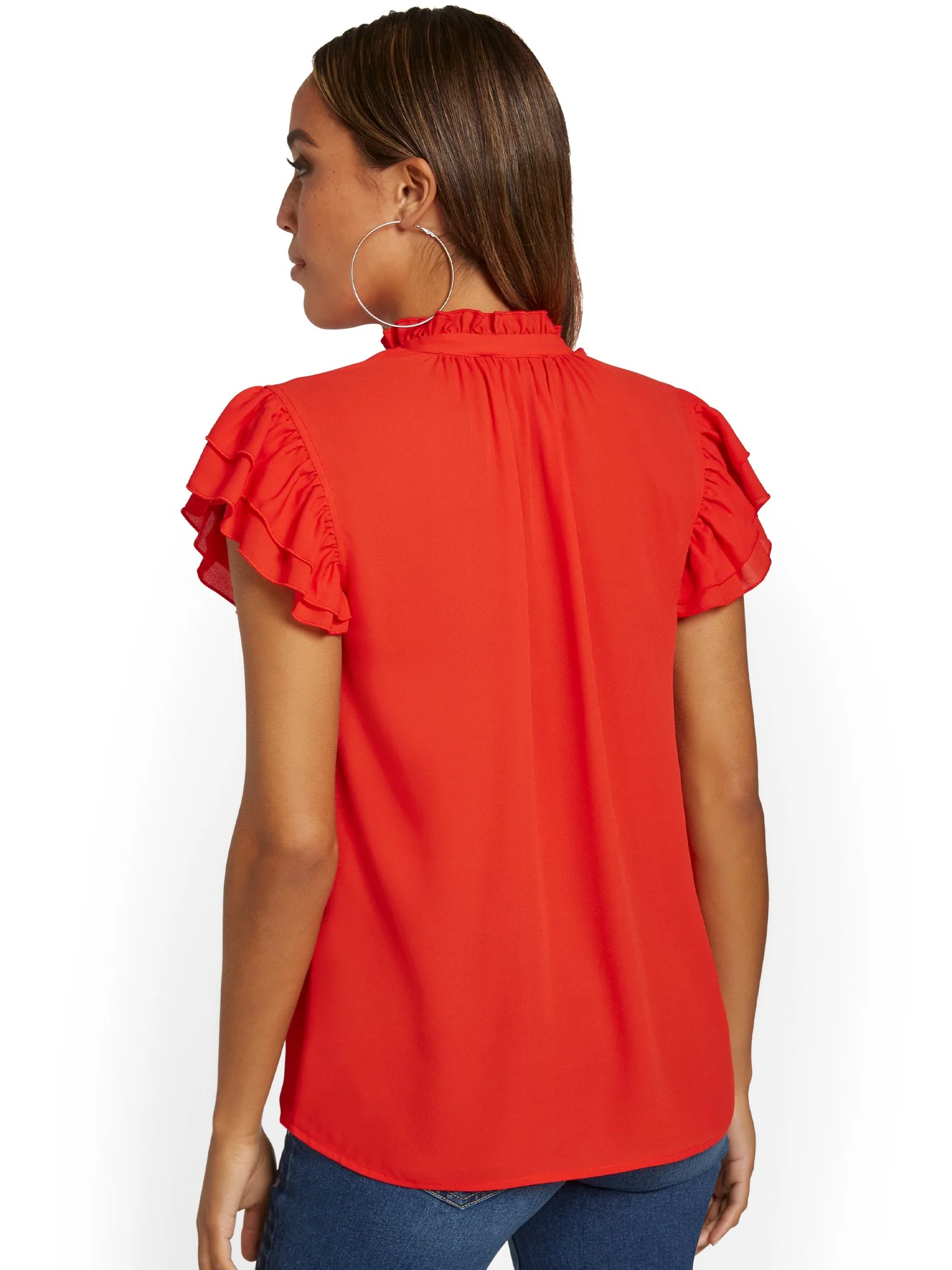 Flutter-Sleeve V-Neck Top - Image 20