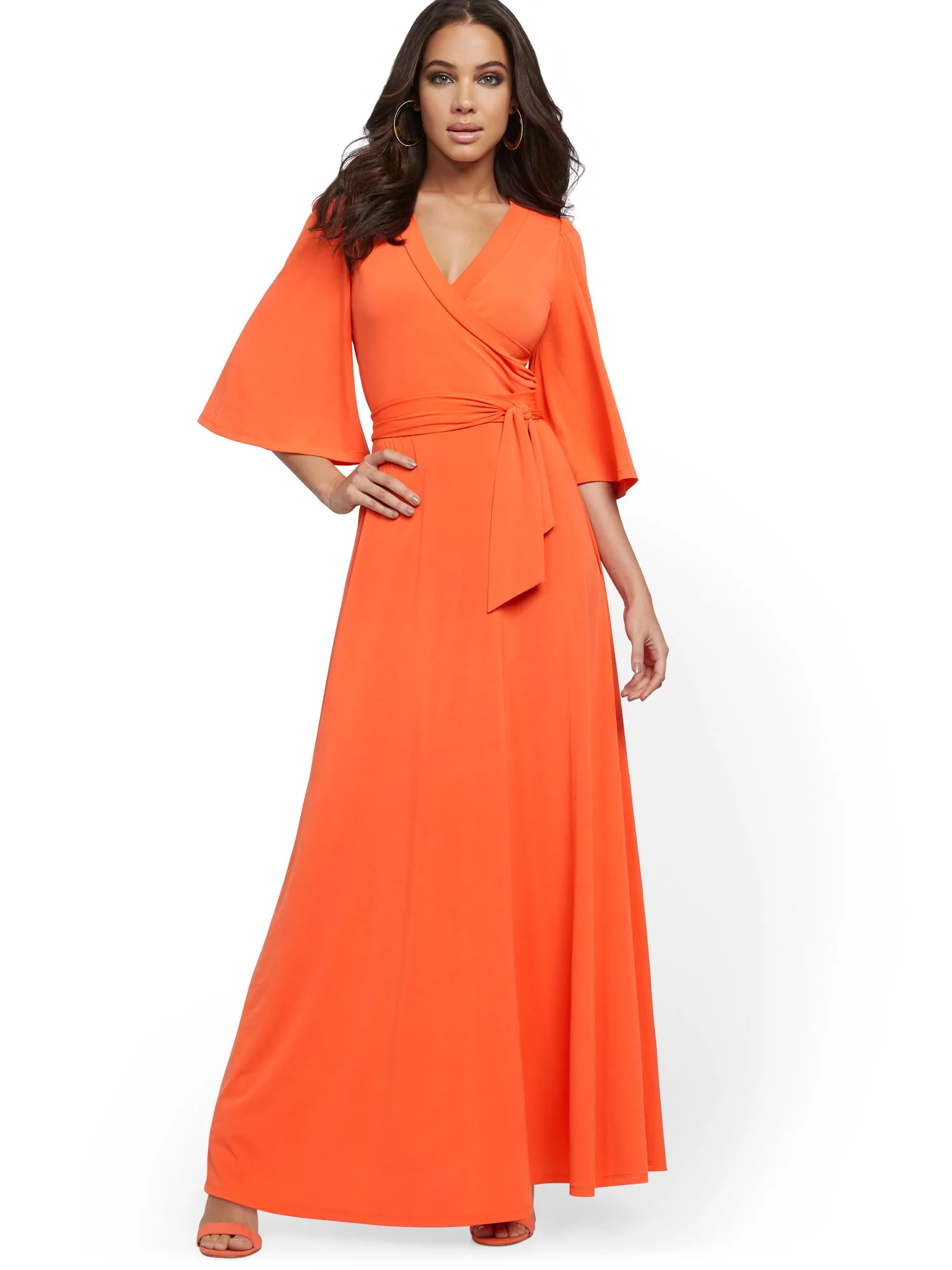 Flutter-Sleeve Wrap Maxi Dress - Image 12