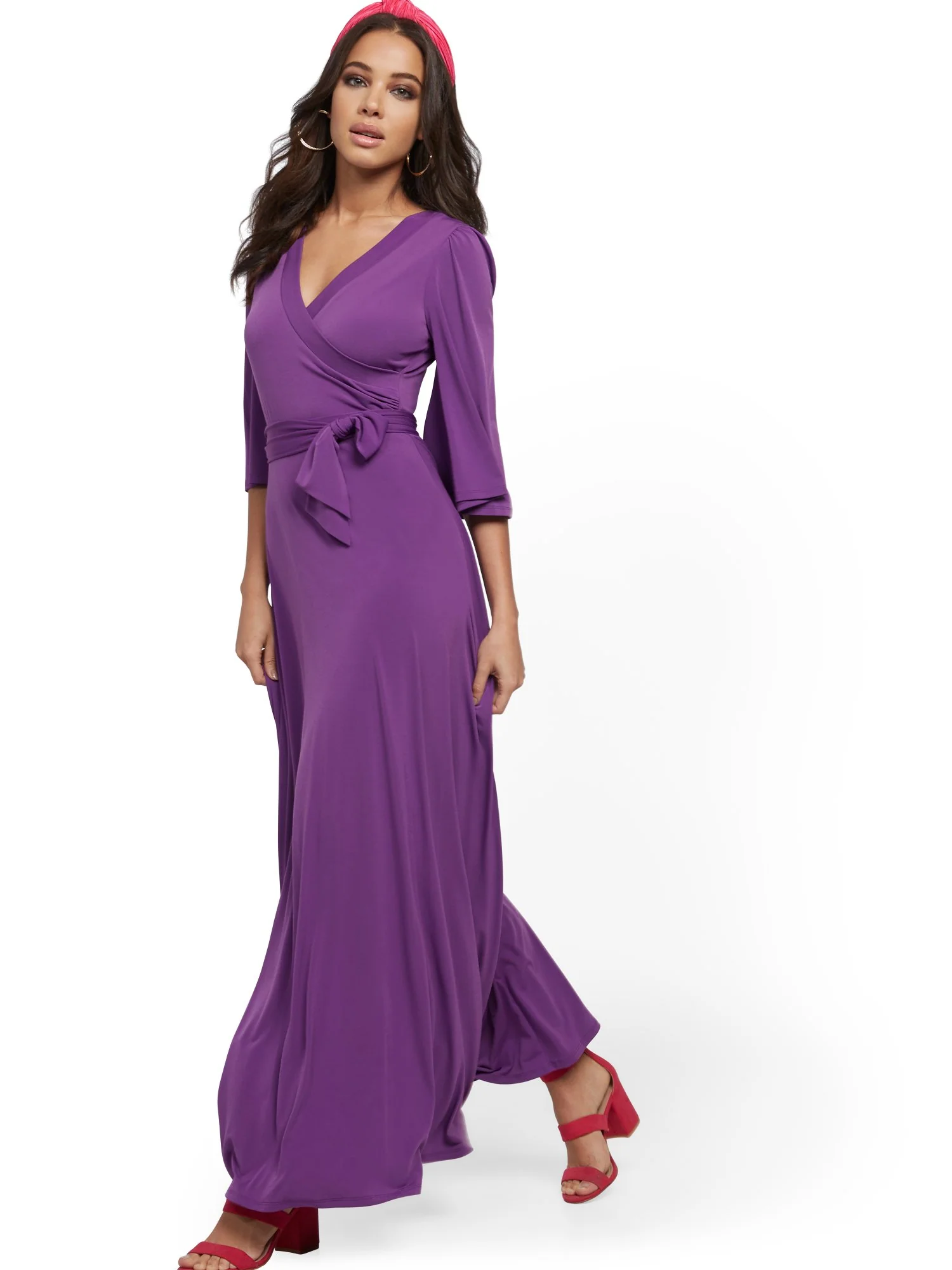 Flutter-Sleeve Wrap Maxi Dress - Image 2