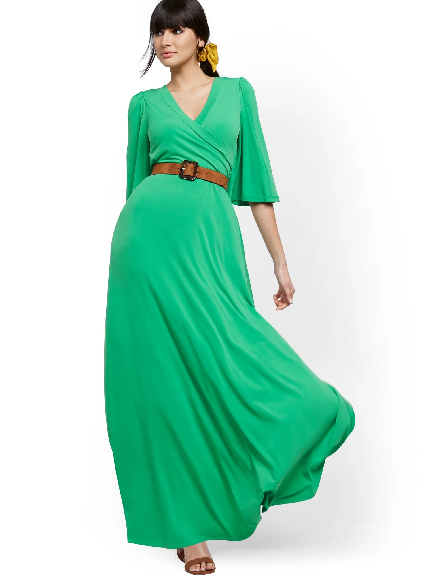 Flutter-Sleeve Wrap Maxi Dress - Image 8