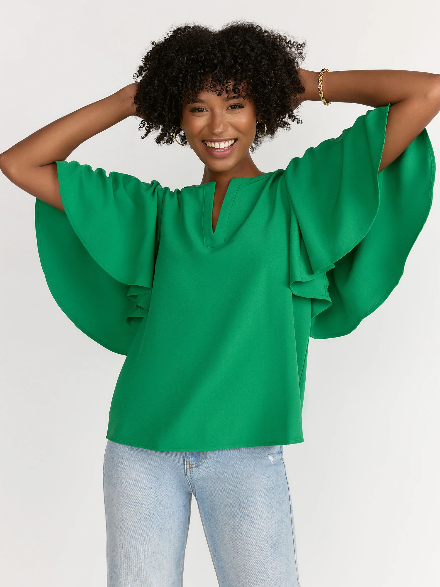 Sugarlips Flutter Sleeves V Neck Blouse - Brands We Love - Image 2