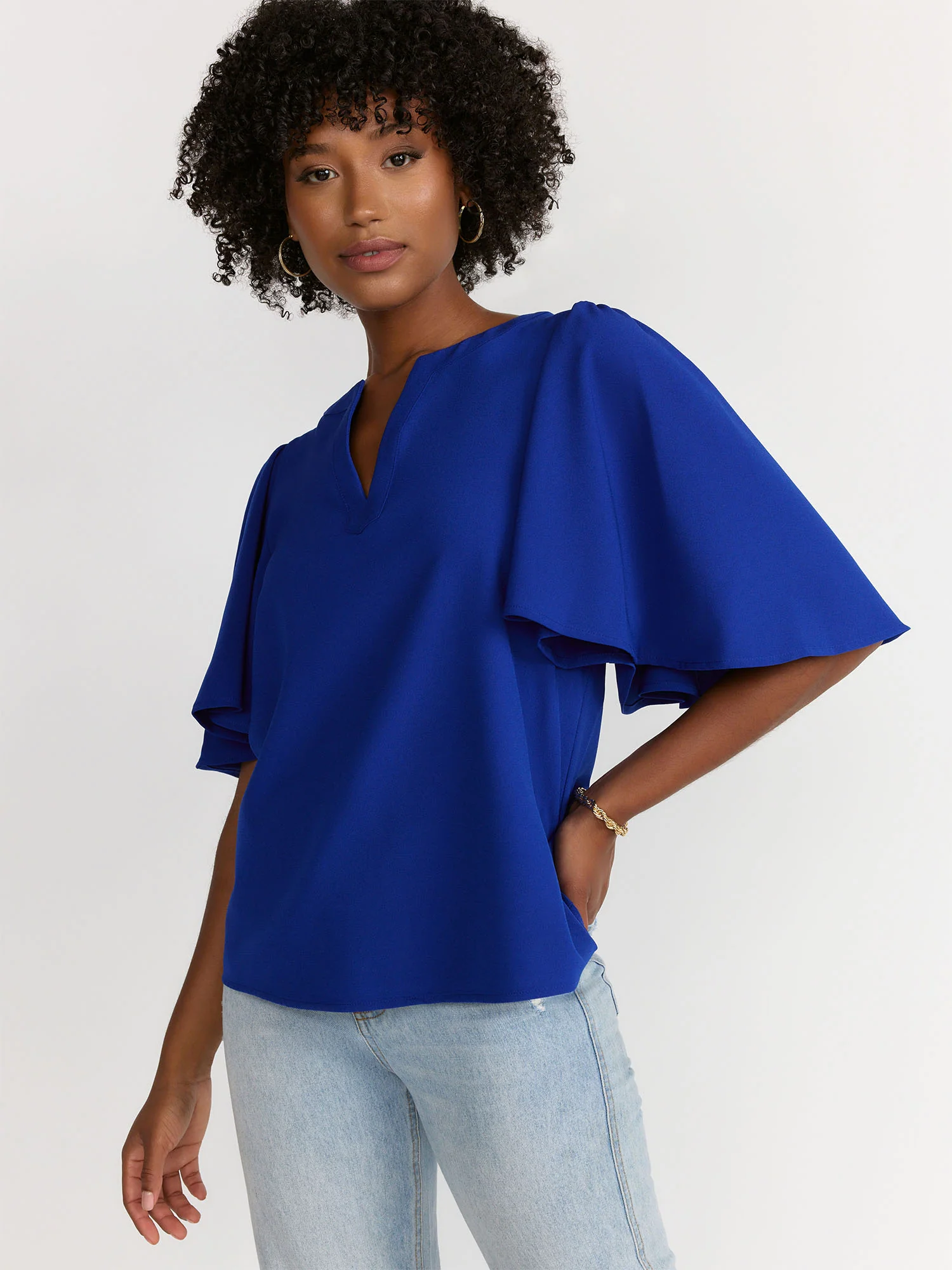 Sugarlips Flutter Sleeves V-Neck Blouse - Brands We Love