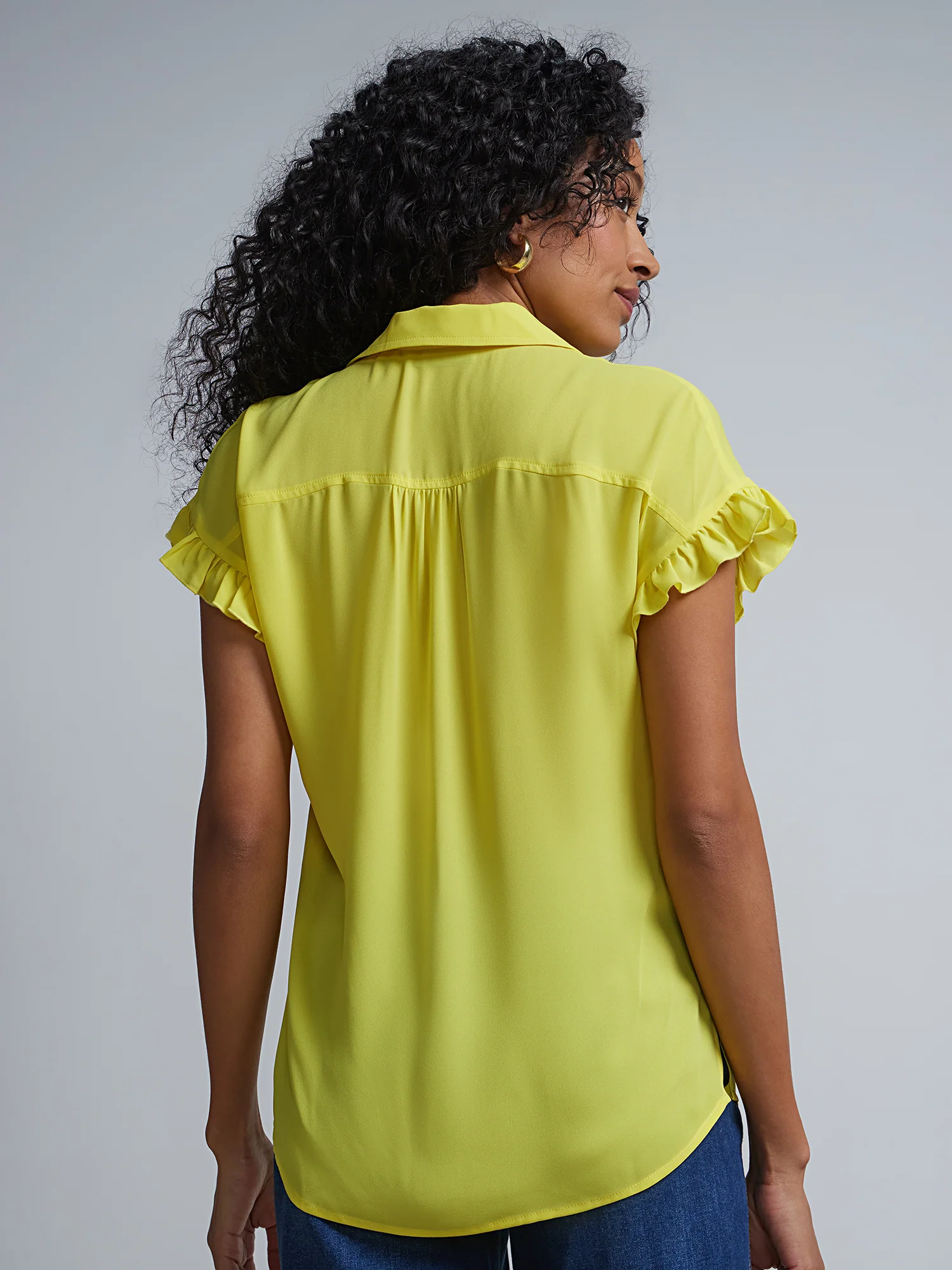 Flutter-Trim Button-Front Blouse - Image 17