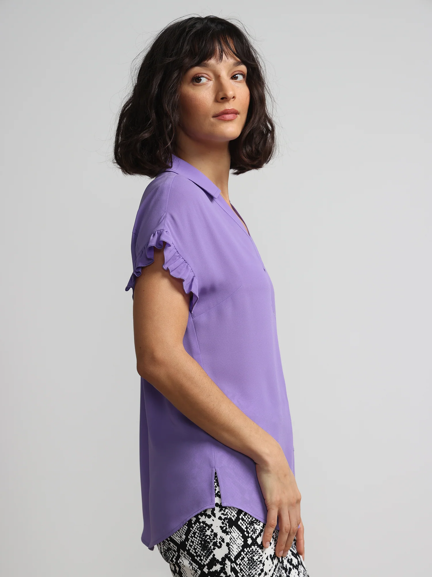Flutter-Trim Button-Front Blouse - Image 21