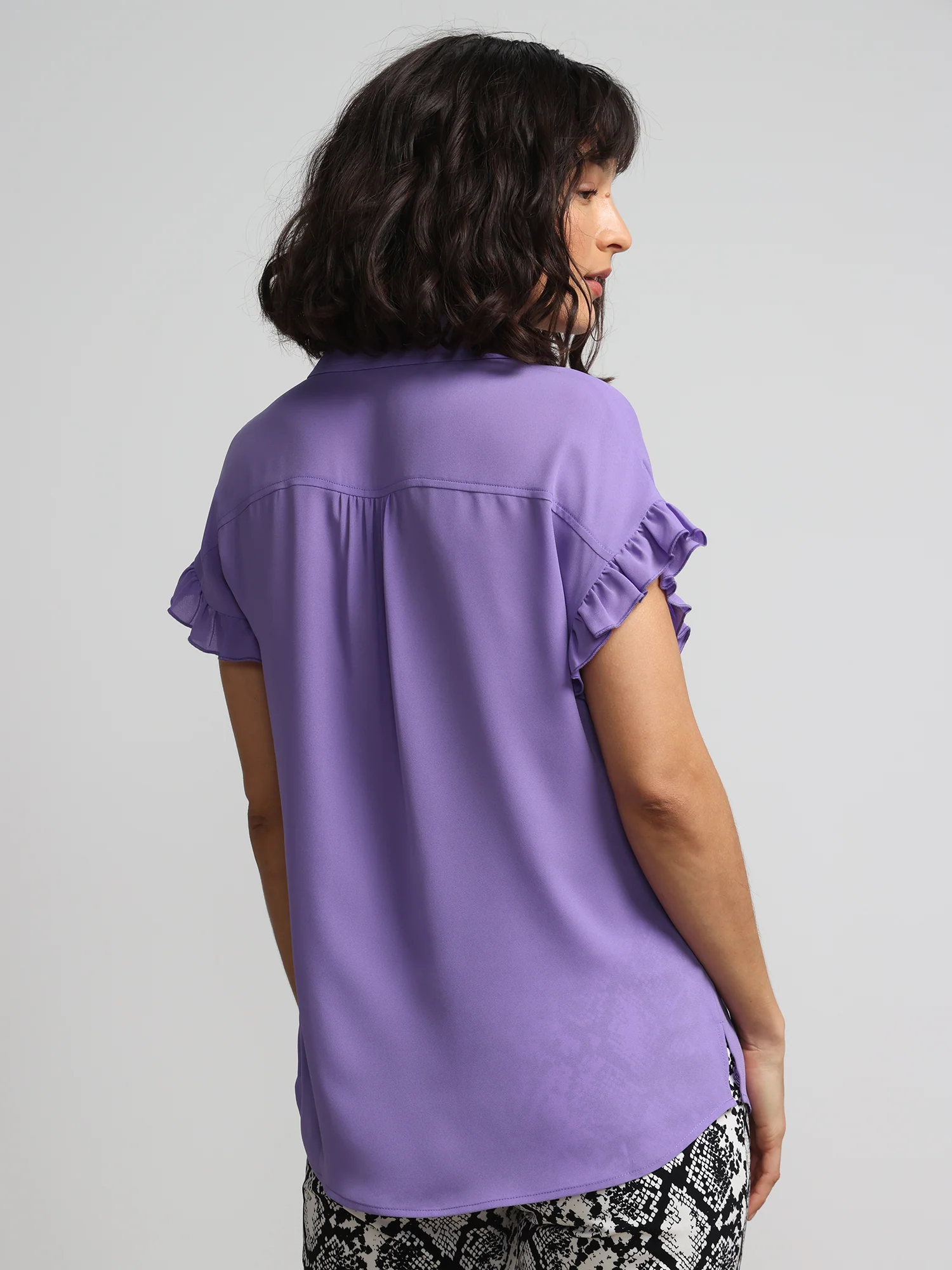 Flutter-Trim Button-Front Blouse - Image 22