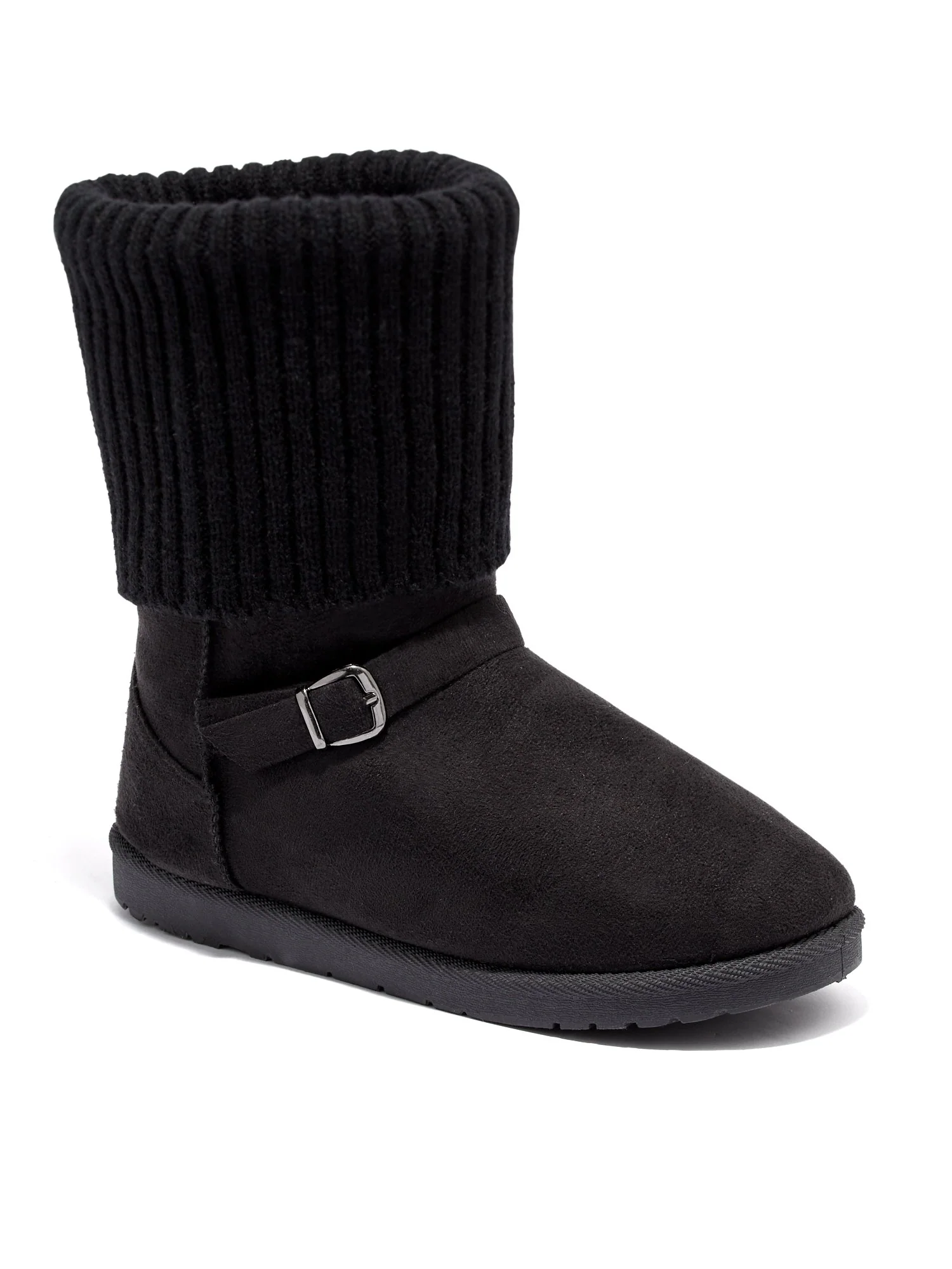 Foldover Knit Cuff Short Buckle Boot