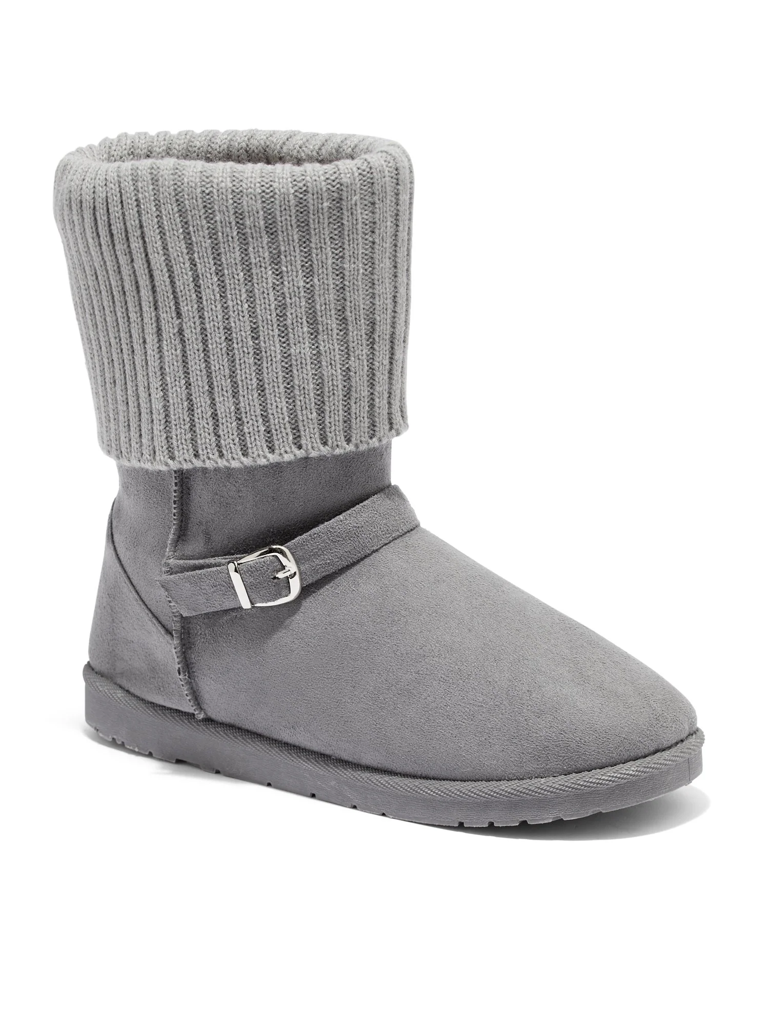 Foldover Knit Cuff Short Buckle Boot - Image 4