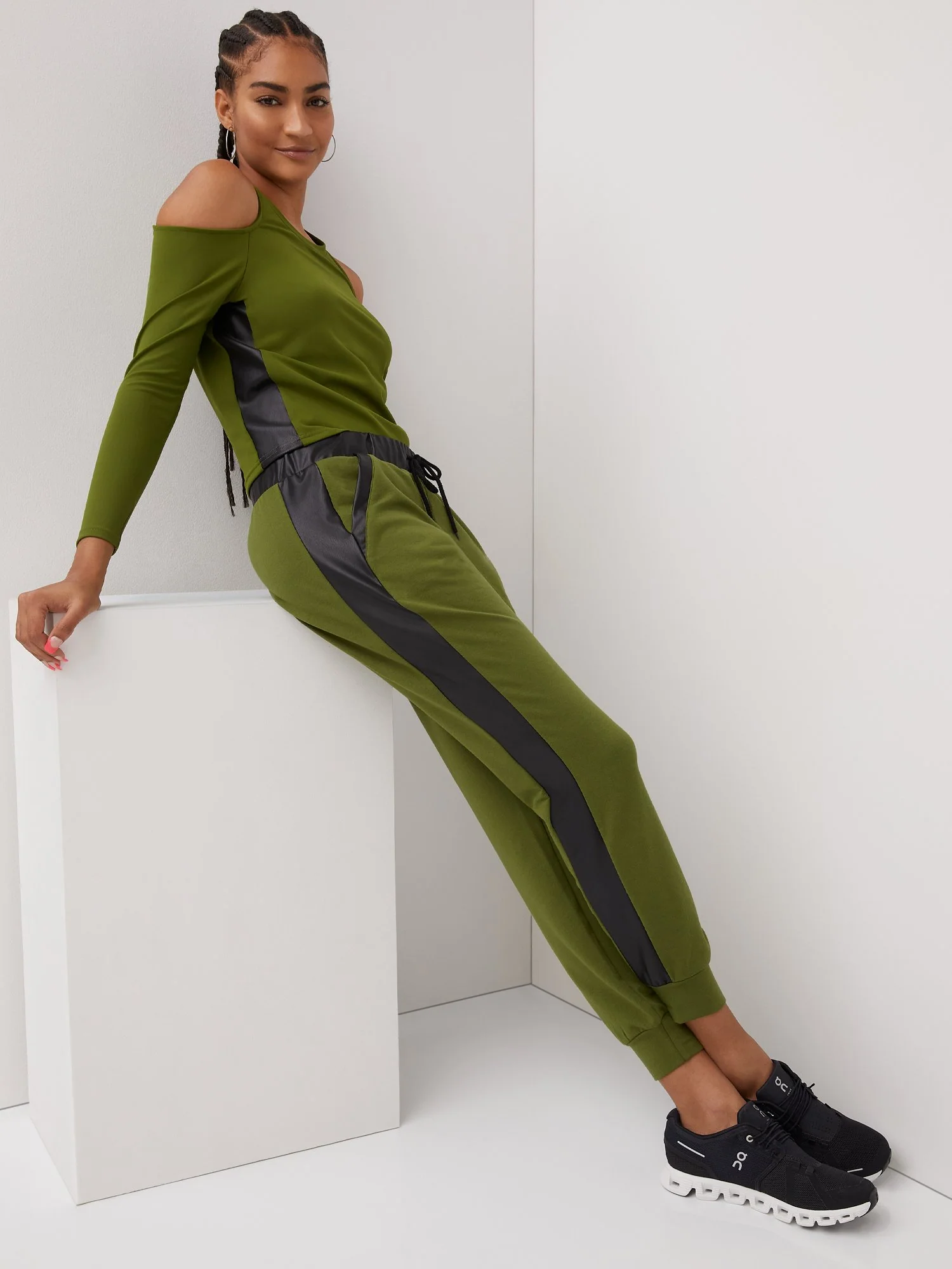 French Terry Faux-Leather Inset Jogger Pant - Image 4