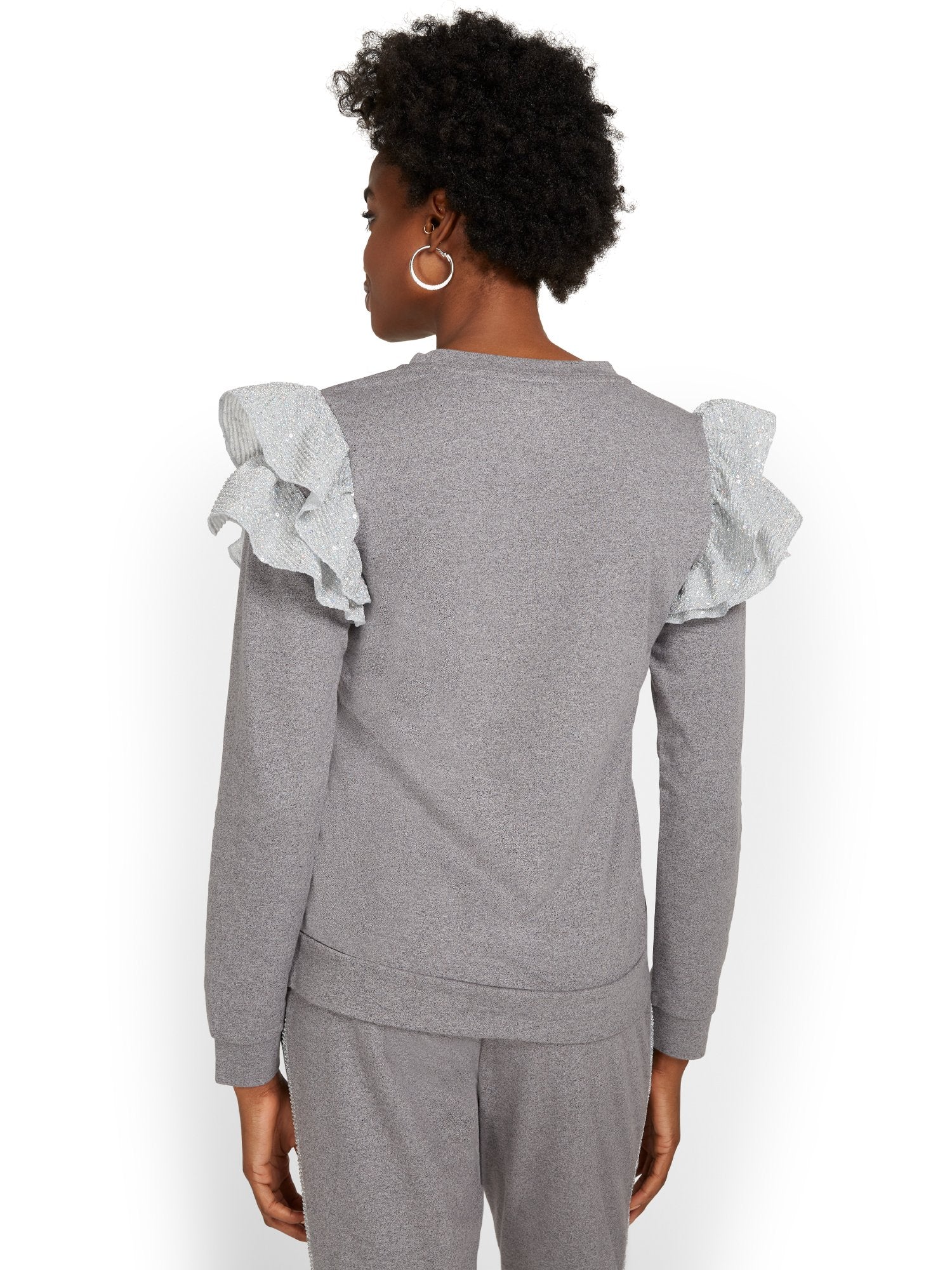 French Terry Ruffle-Detail Pullover - Image 3