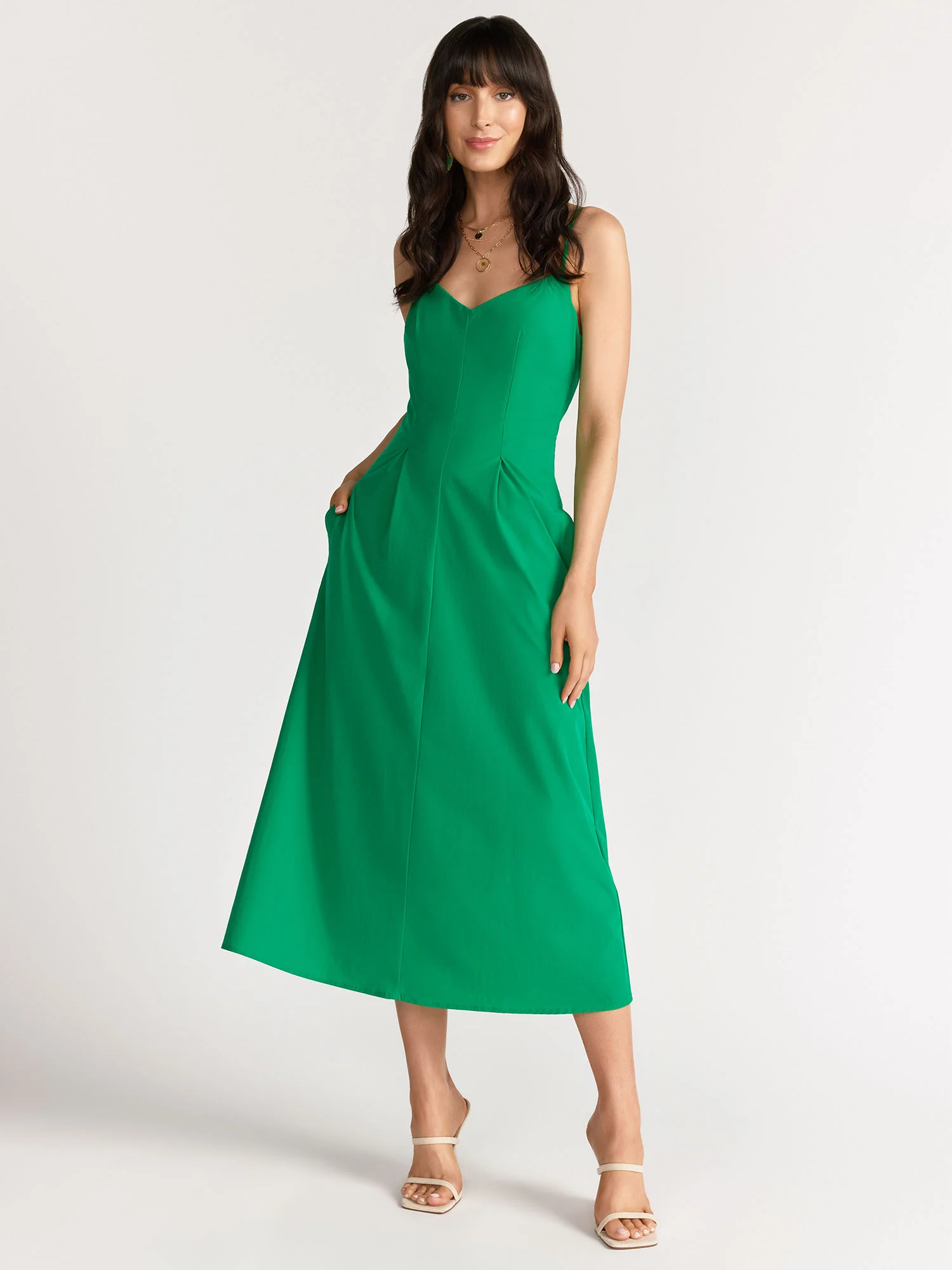 Crescent Front Pleat Maxi Trapeze Dress - Brands We Love