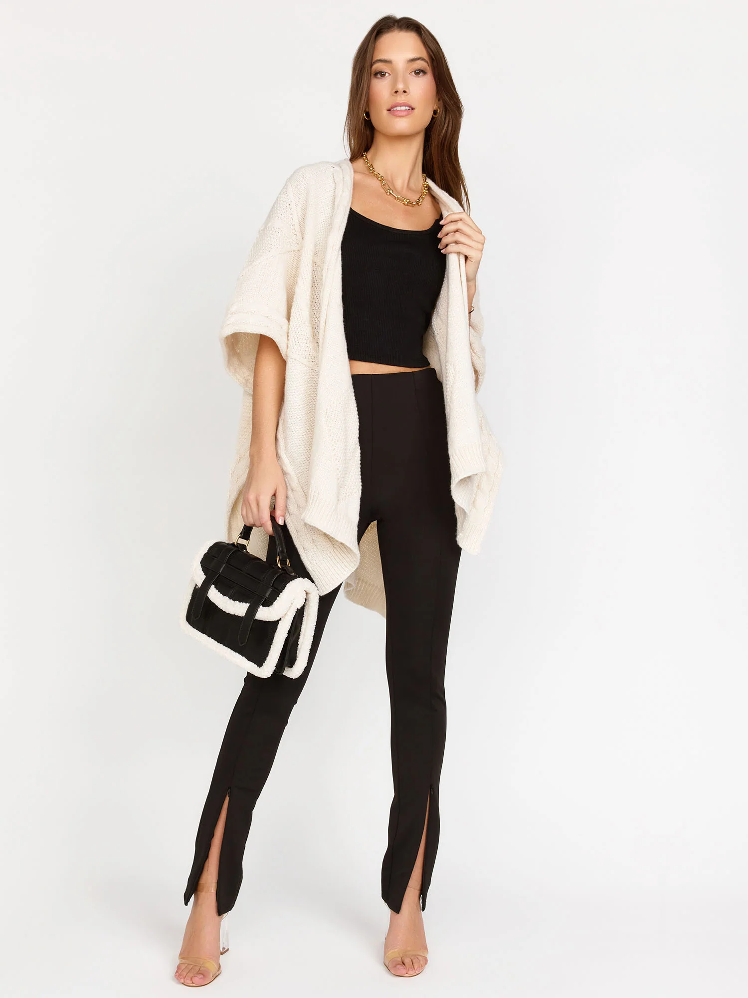 Front Slit Straight Leg Zipper Ponte Pant - Aaron & Amber - Image 3