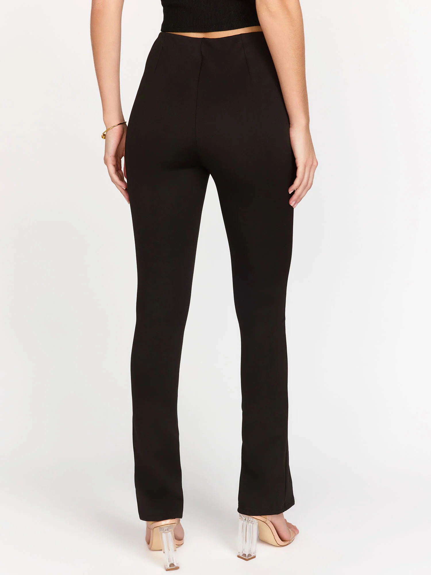 Front Slit Straight Leg Zipper Ponte Pant - Aaron & Amber - Image 4