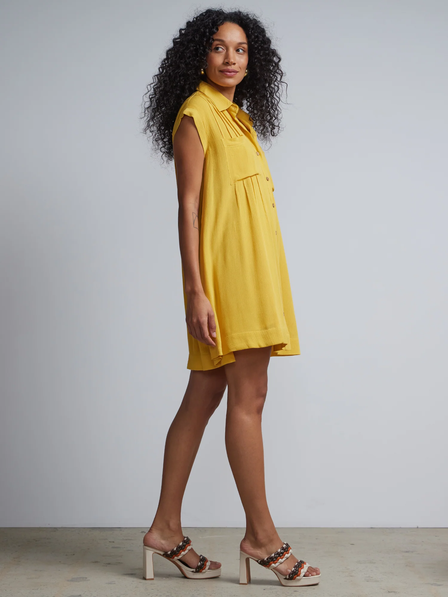Buttoned Front Mini Shirt Dress - Image 6