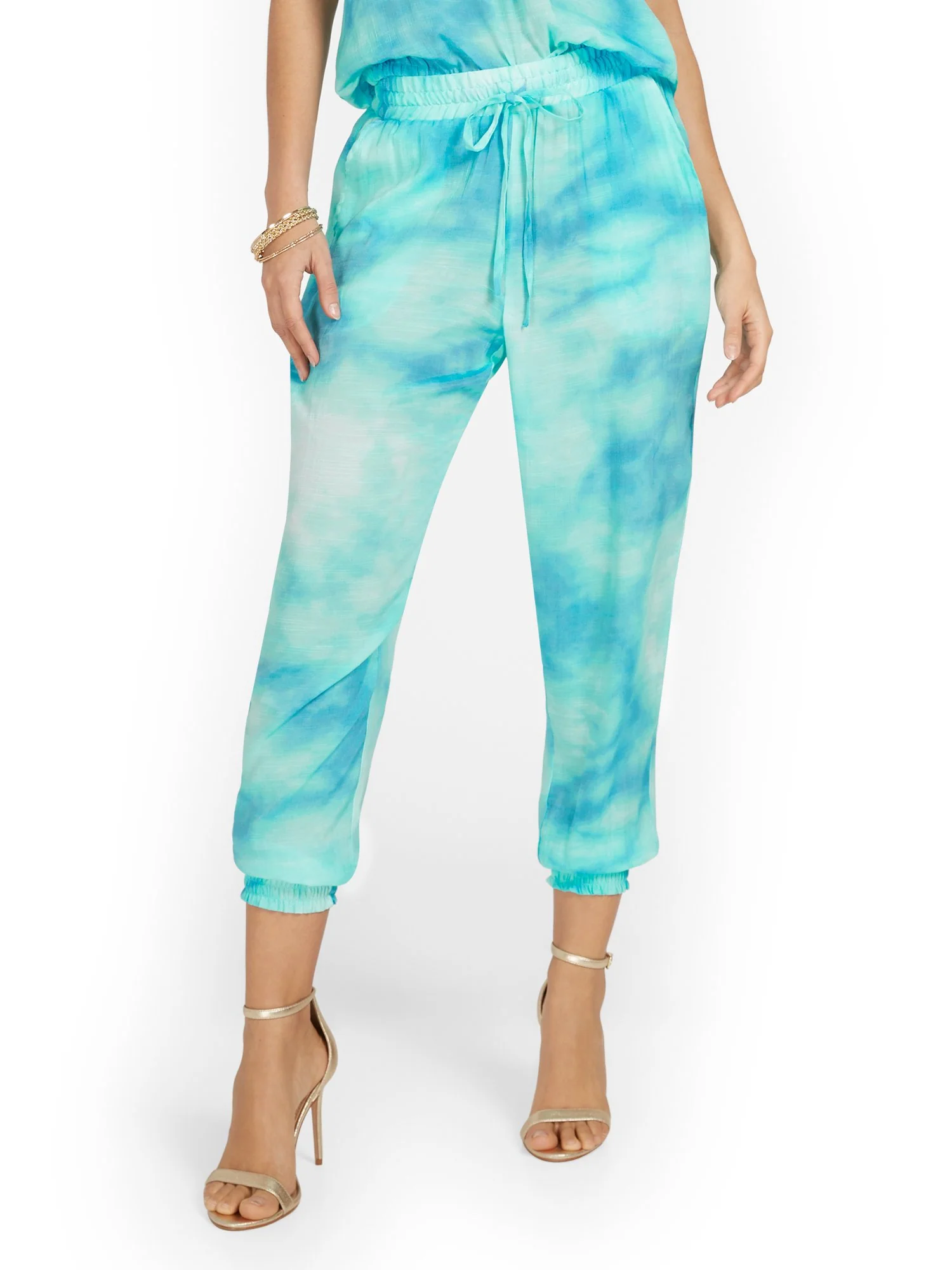 Gauze High-Waisted Tie-Dye Drawstring Jogger Pant - Image 2