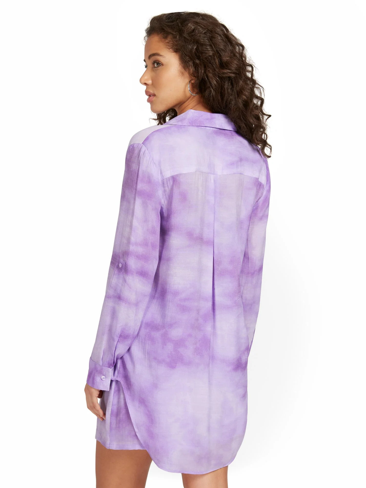 Gauze Oversized Long-Sleeve Tie-Dye Shirt - Image 3