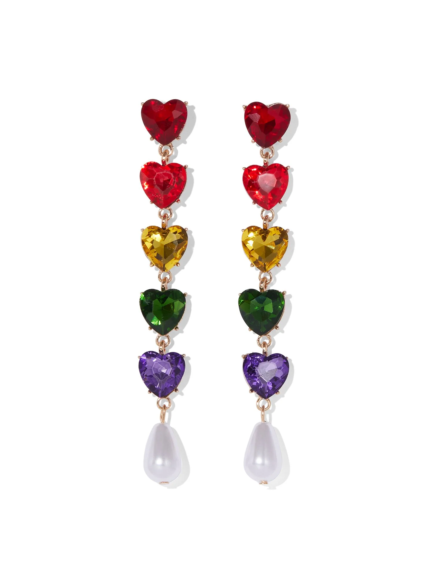 Gemstone Heart Drop Earrings