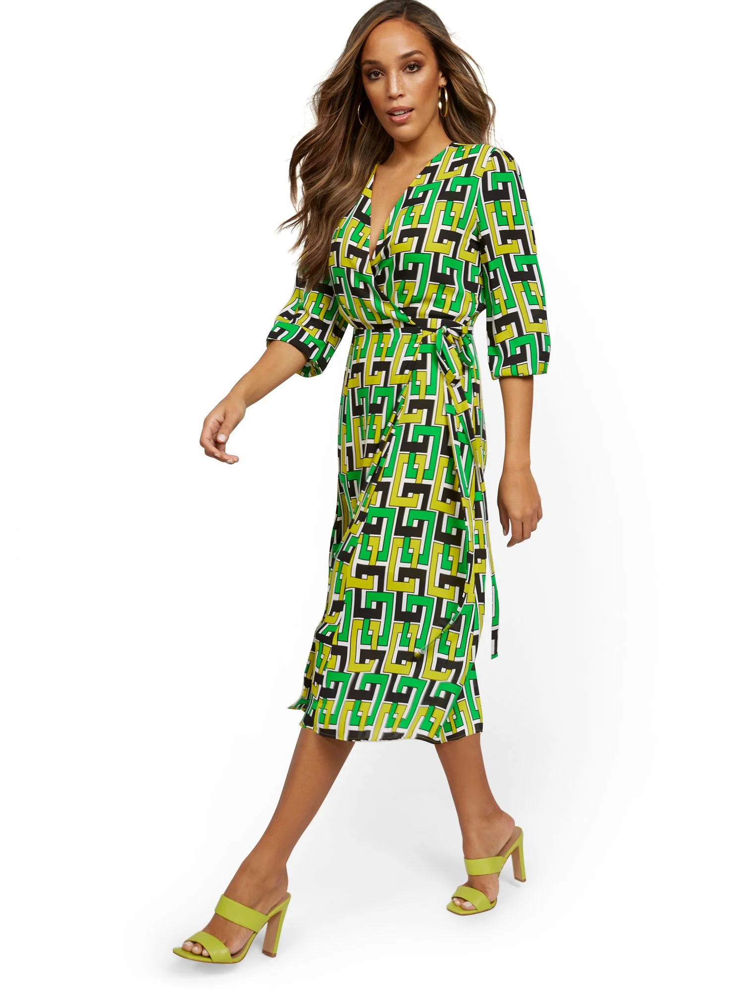Geo-Chain Wrap Midi Dress - Image 2
