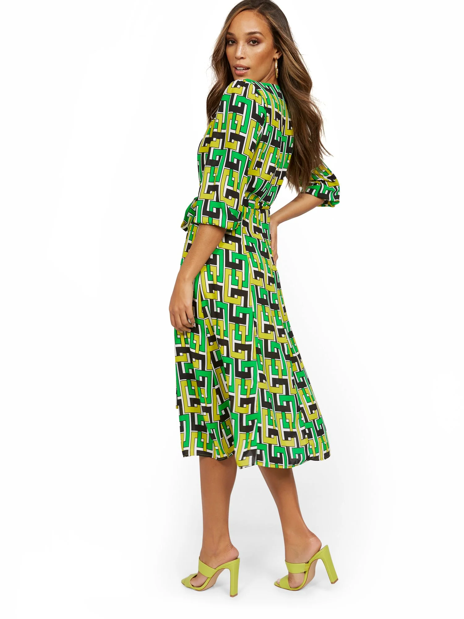 Geo-Chain Wrap Midi Dress - Image 4