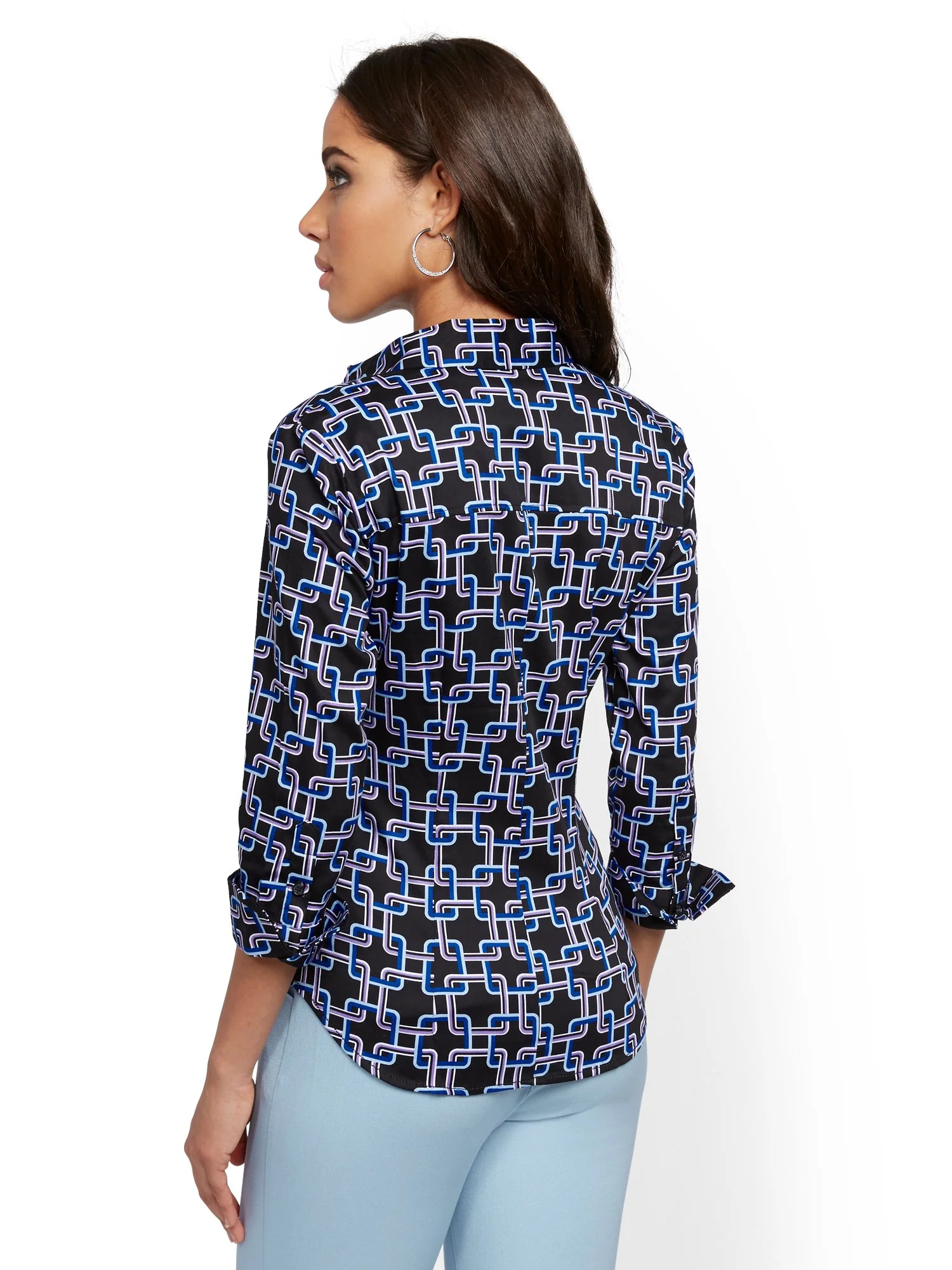 Geo-Print Madison Stretch Shirt - Secret Snap - 7th Avenue - Image 3