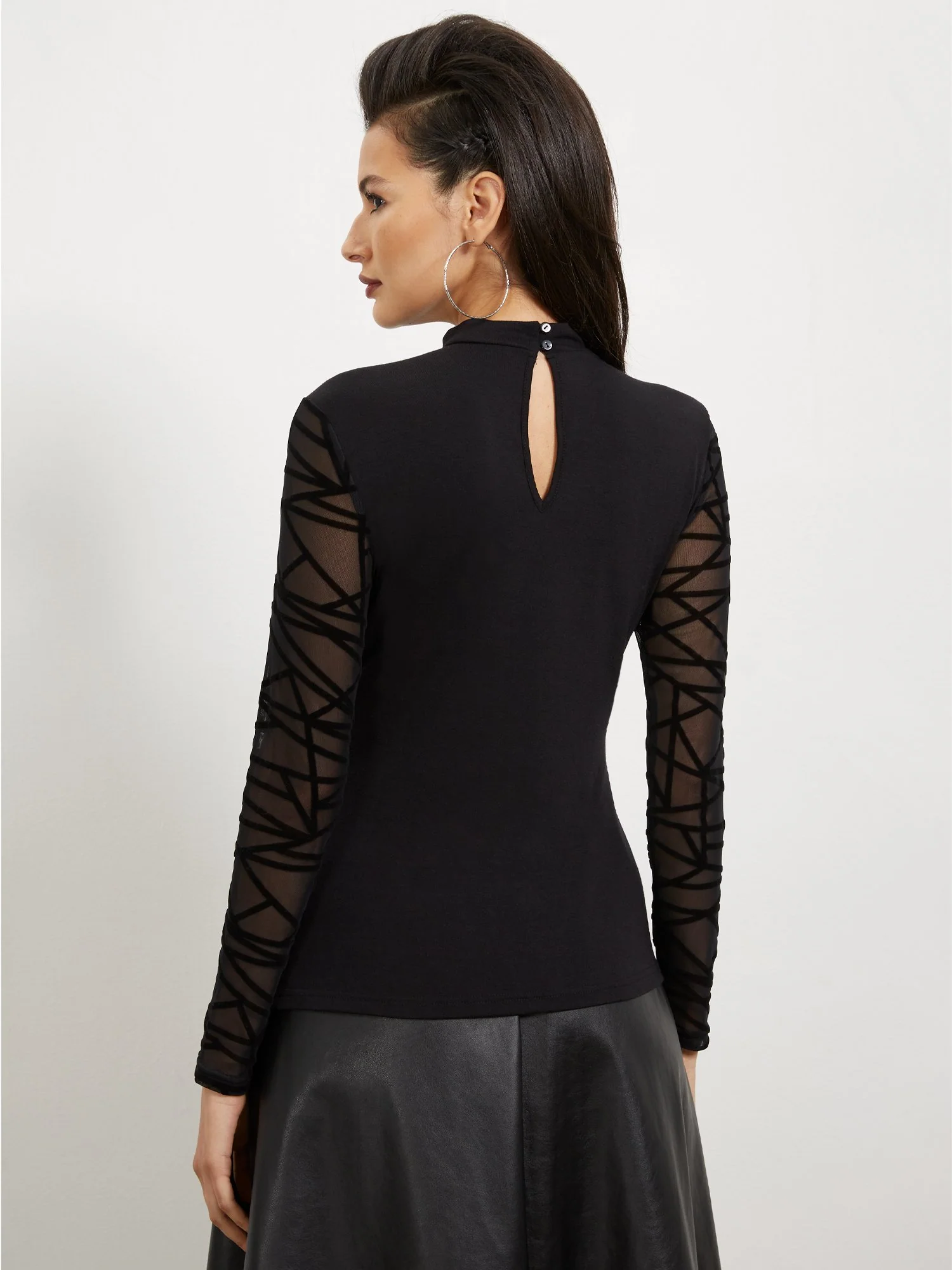 Geometric-Mesh Mock-Neck Top - Image 3