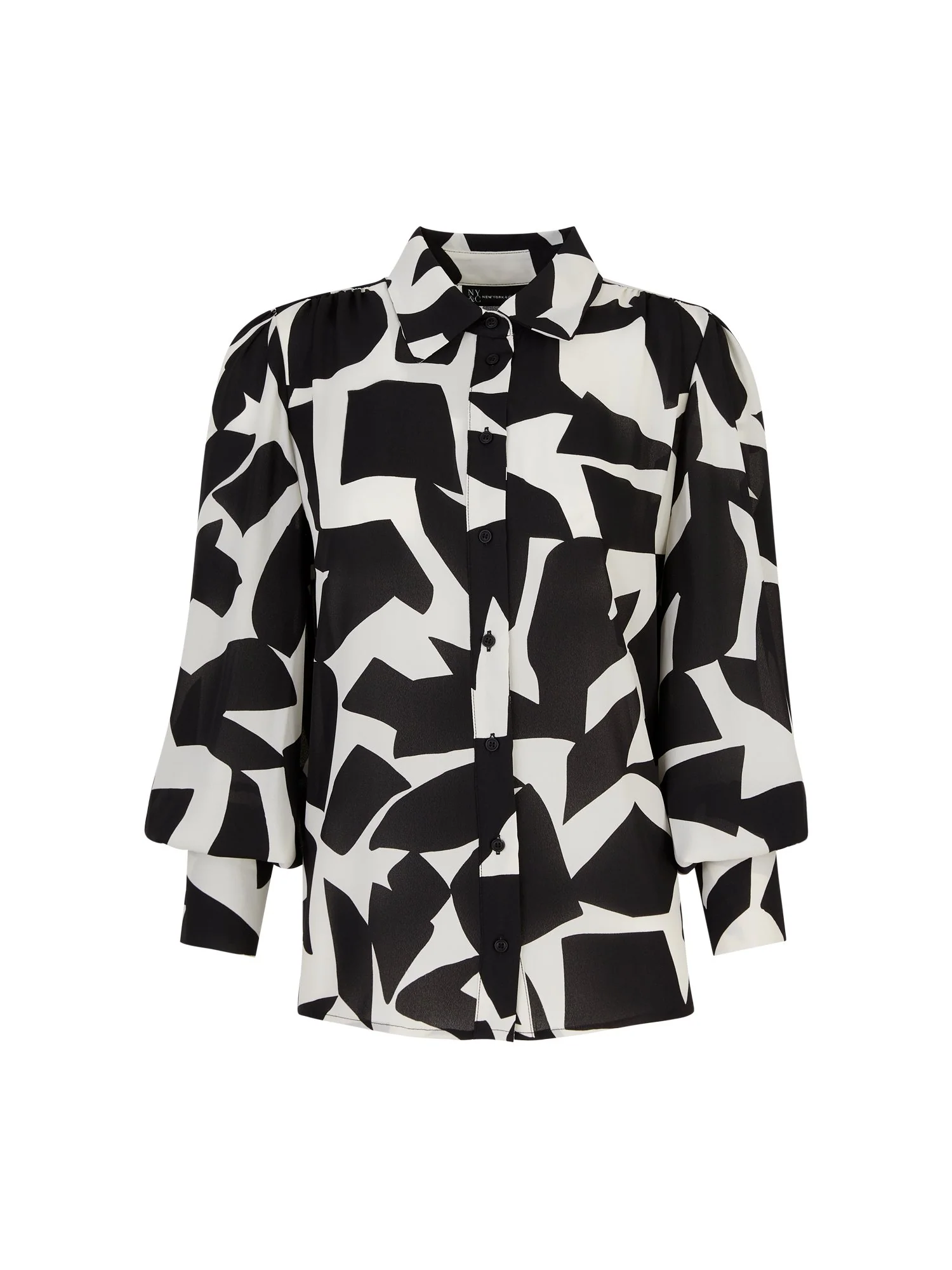 Geometric-Print Balloon-Sleeve Blouse - The NY&C Legacy Collection