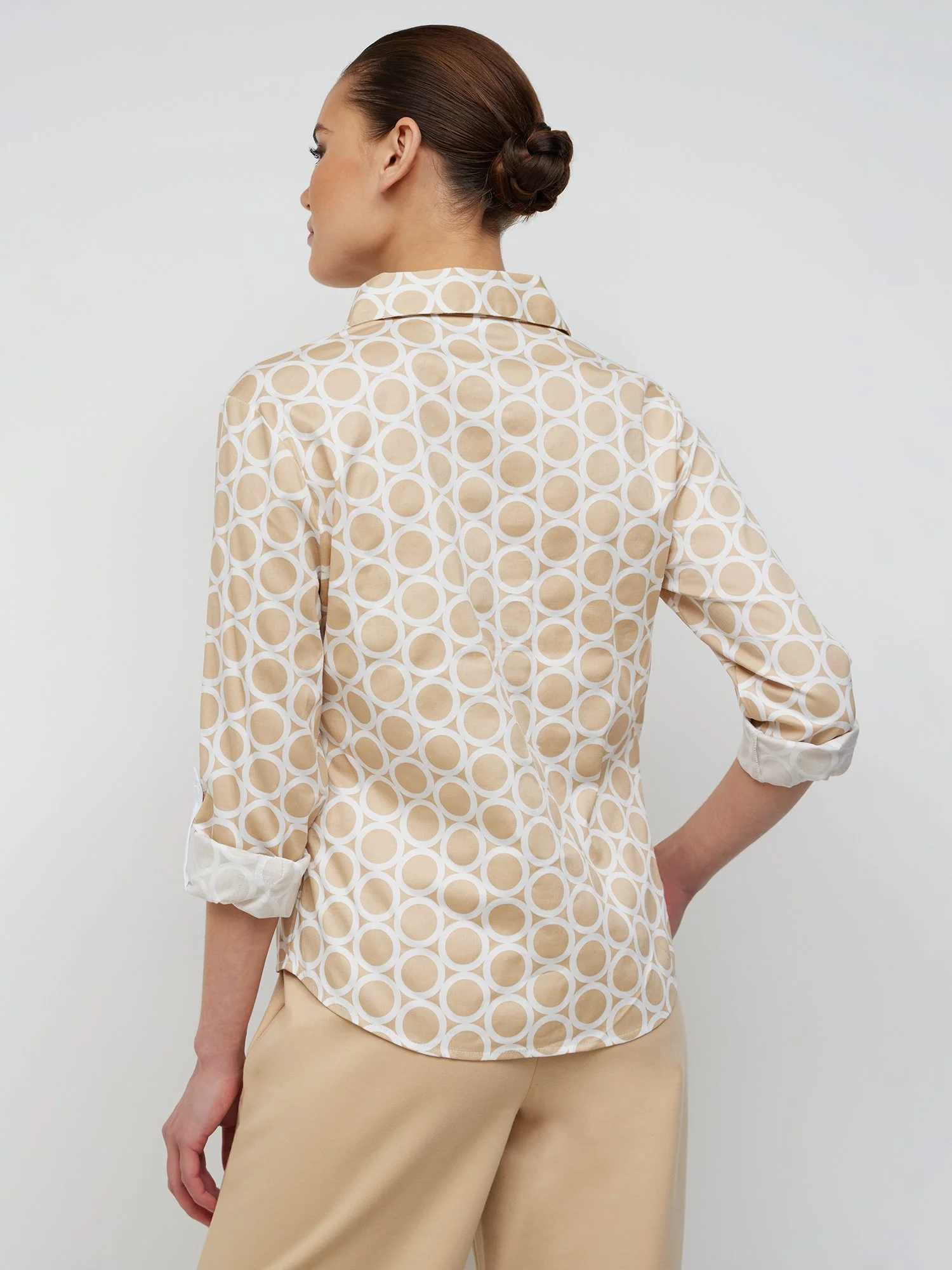 Geometric-Print Button-Front Secret Snap - NY&C Madison Shirt® - Image 2