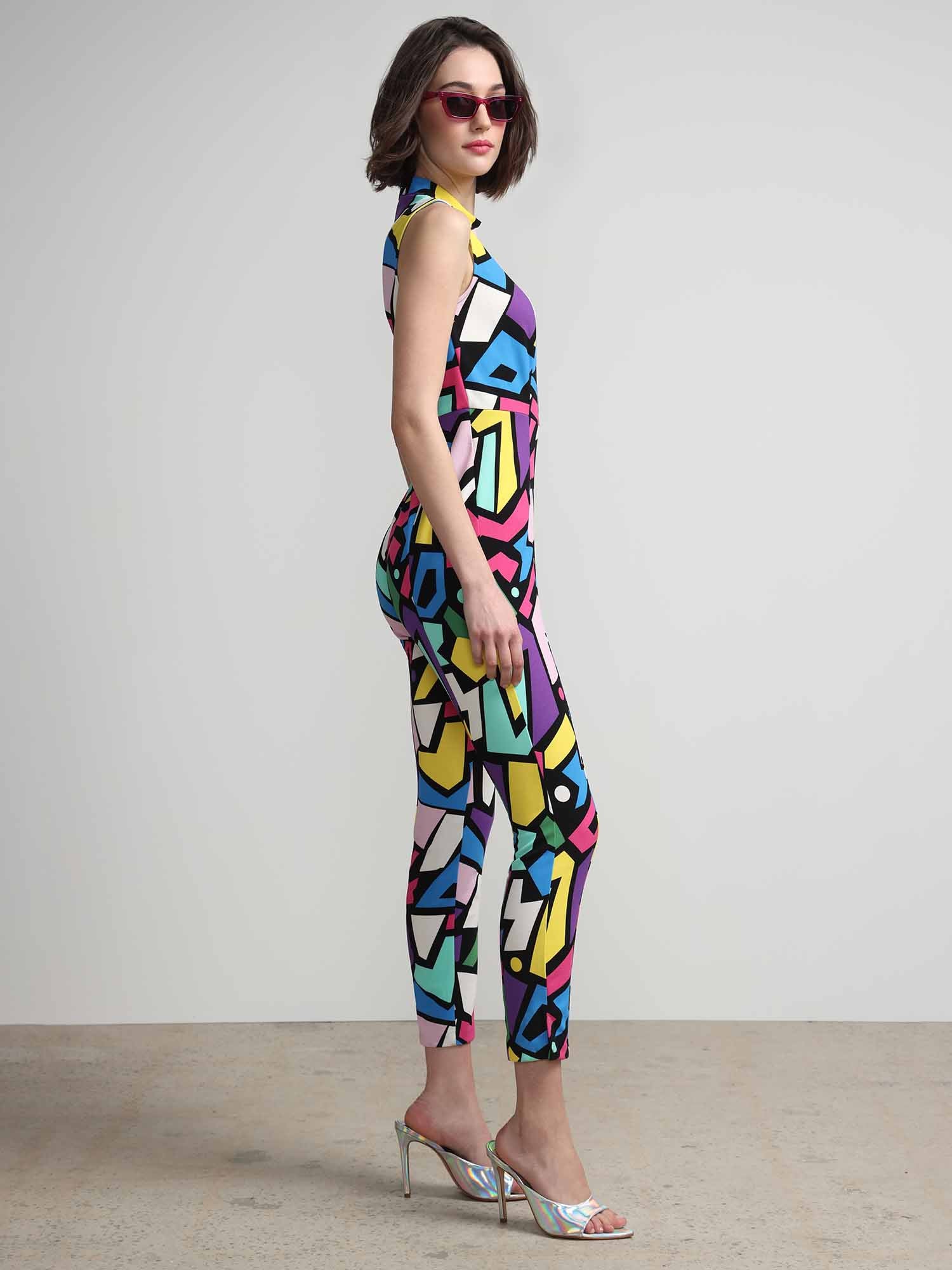 Geometric-Print Jumpsuit - Magic Crepe® - Image 3