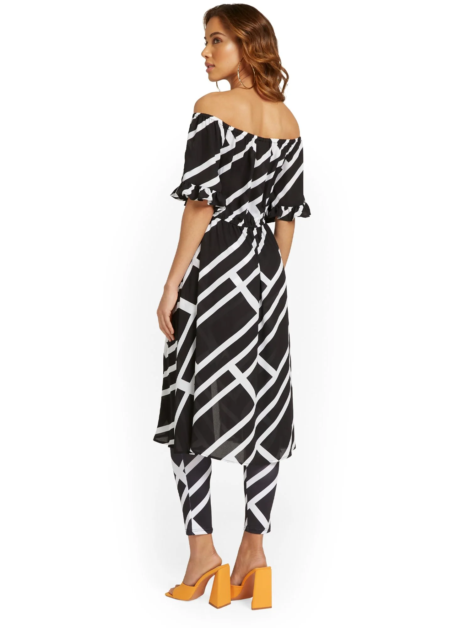 Geometric-Print Off-The-Shoulder Maxi Blouse - Image 3
