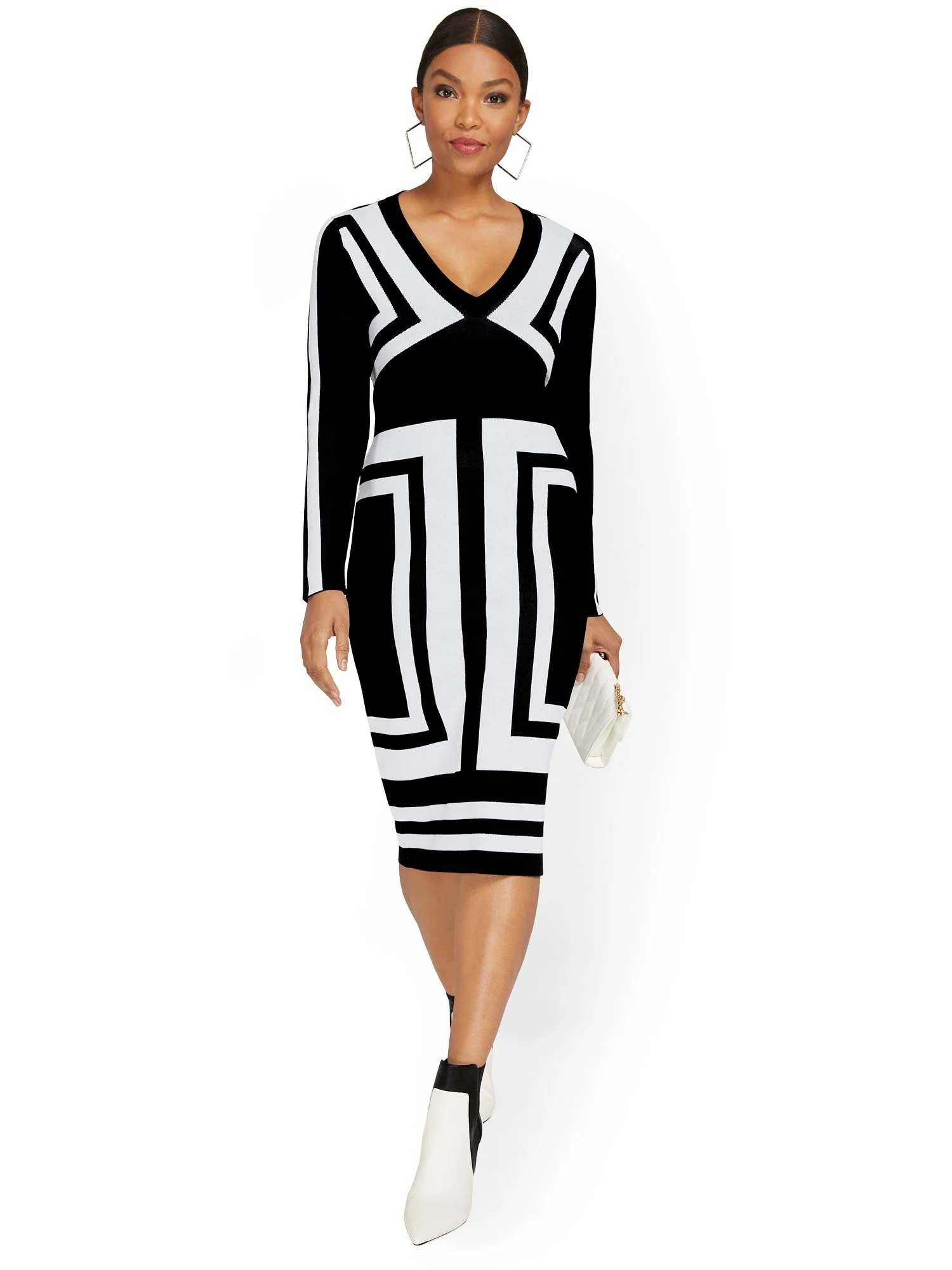 Geometric-Print Sheath Dress