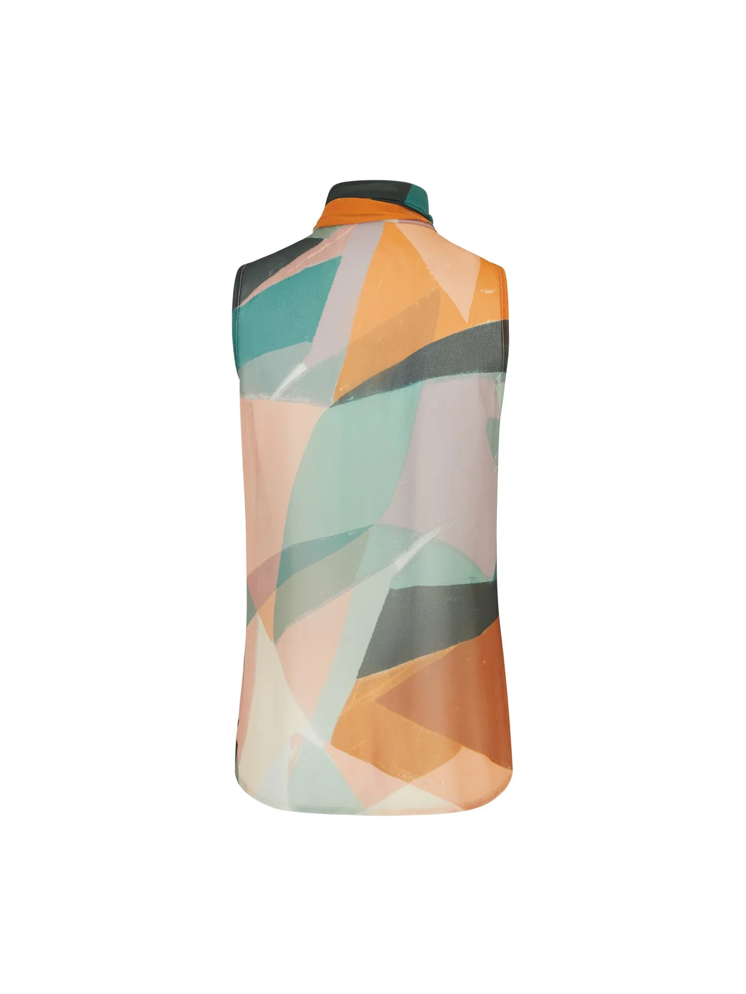 Geometric-Print Sleeveless Bow-Collar Blouse - The NY&C Legacy Collection - Image 3