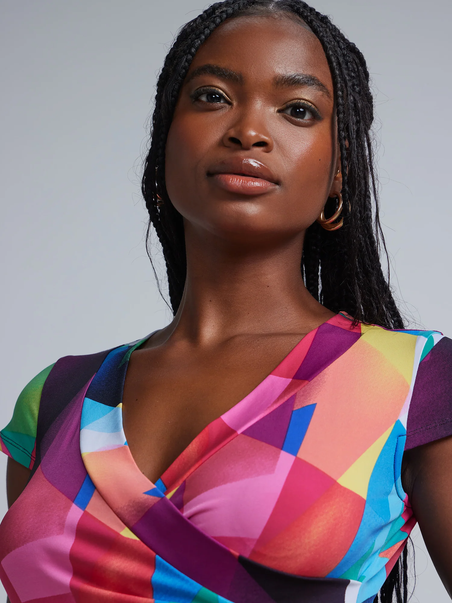 Geometric Print V-Neck Waist-Tie Maxi Dress - Image 4