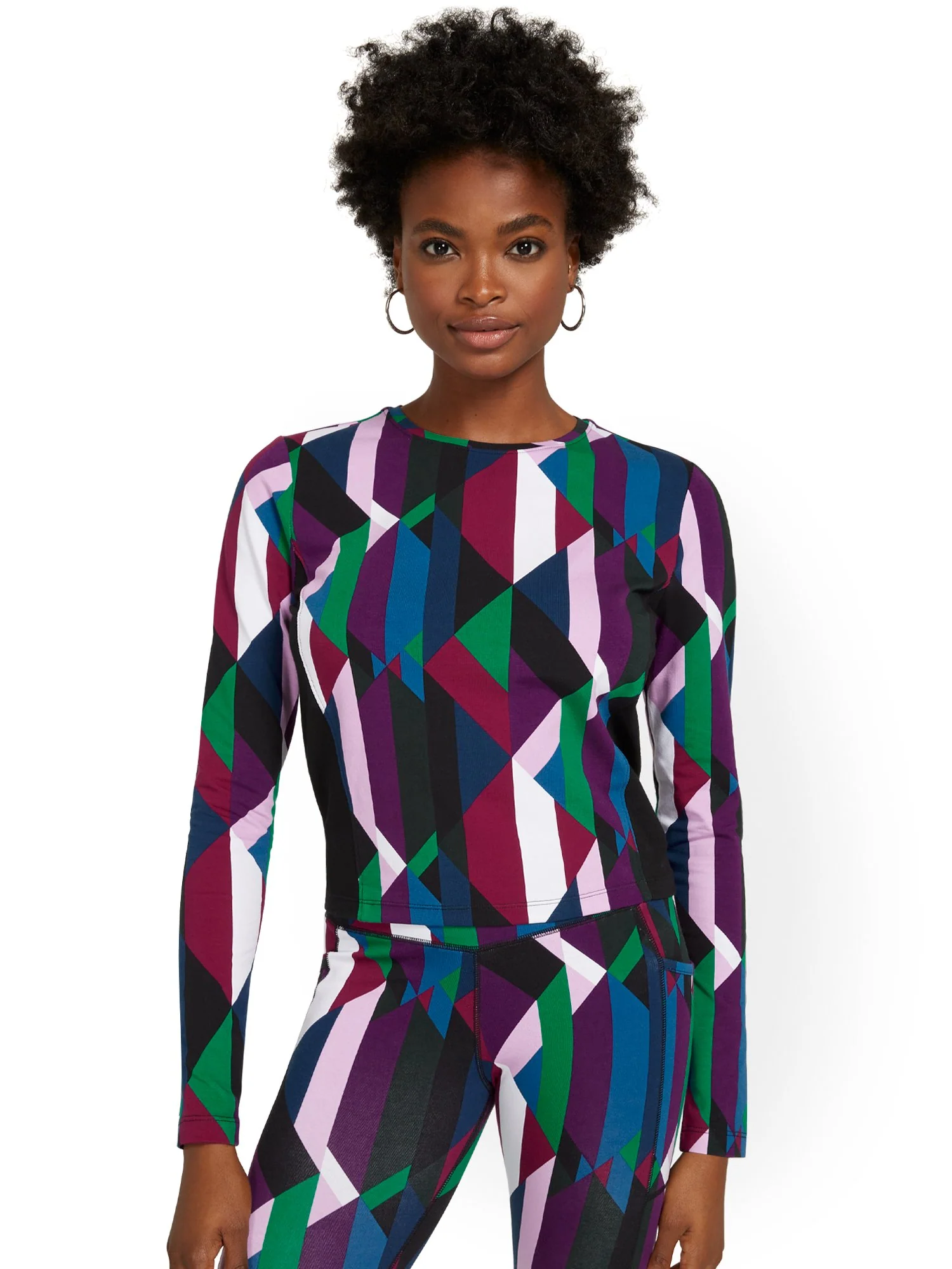 Geometric-Print Yoga Top - Image 2