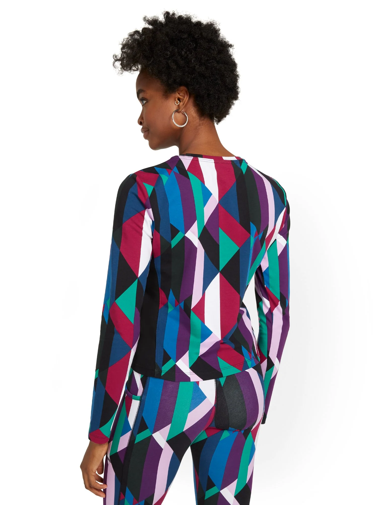 Geometric-Print Yoga Top - Image 3