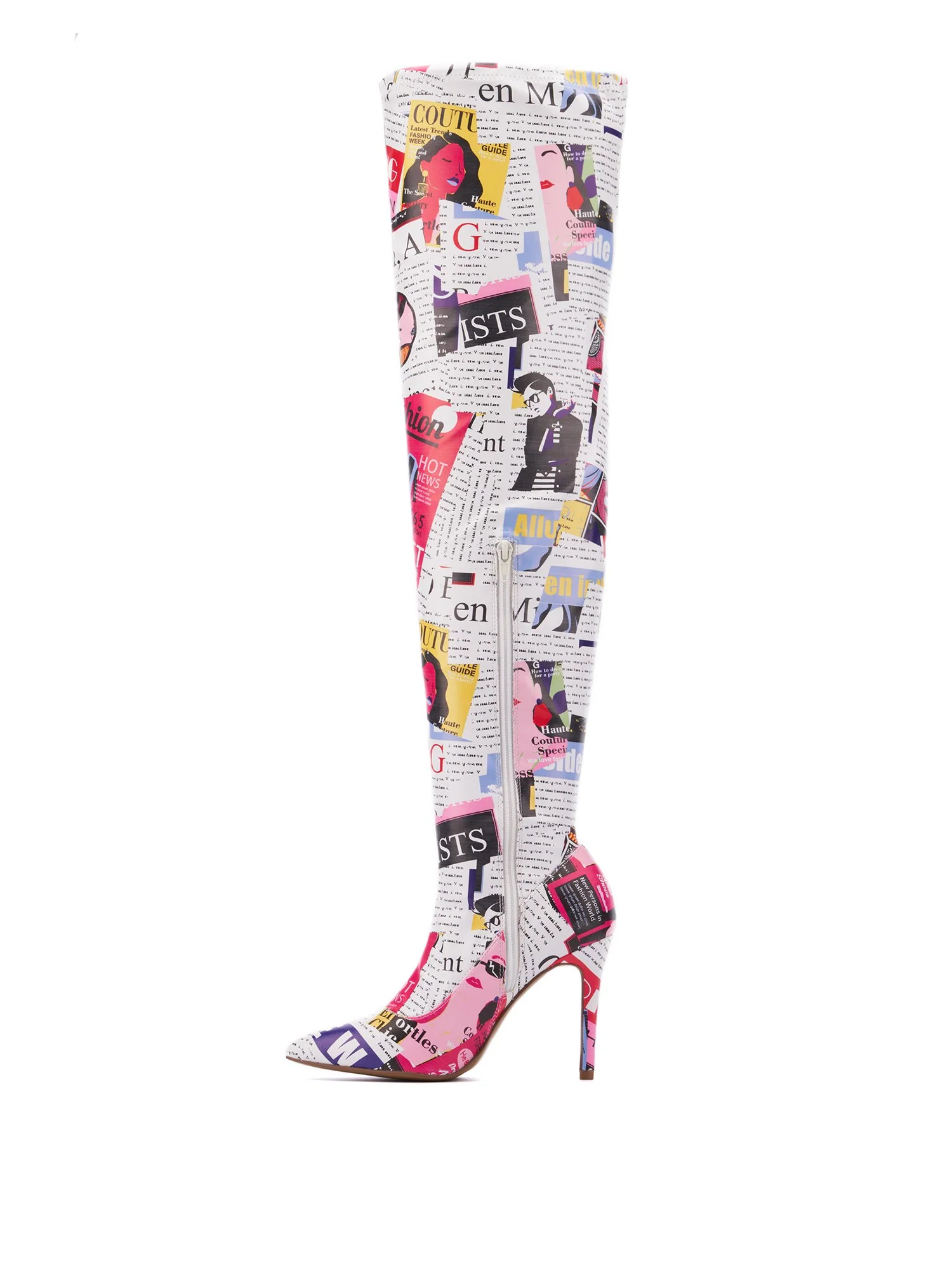 Gia Thigh High Boot - Newspaper Print - Image 3