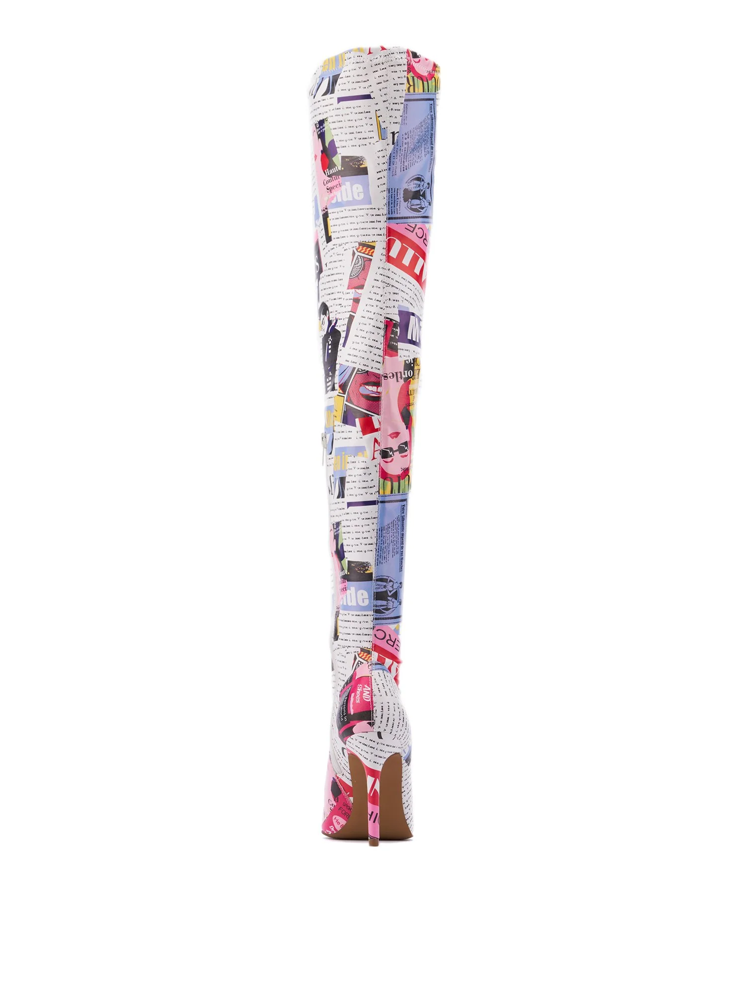 Gia Thigh High Boot - Newspaper Print - Image 5