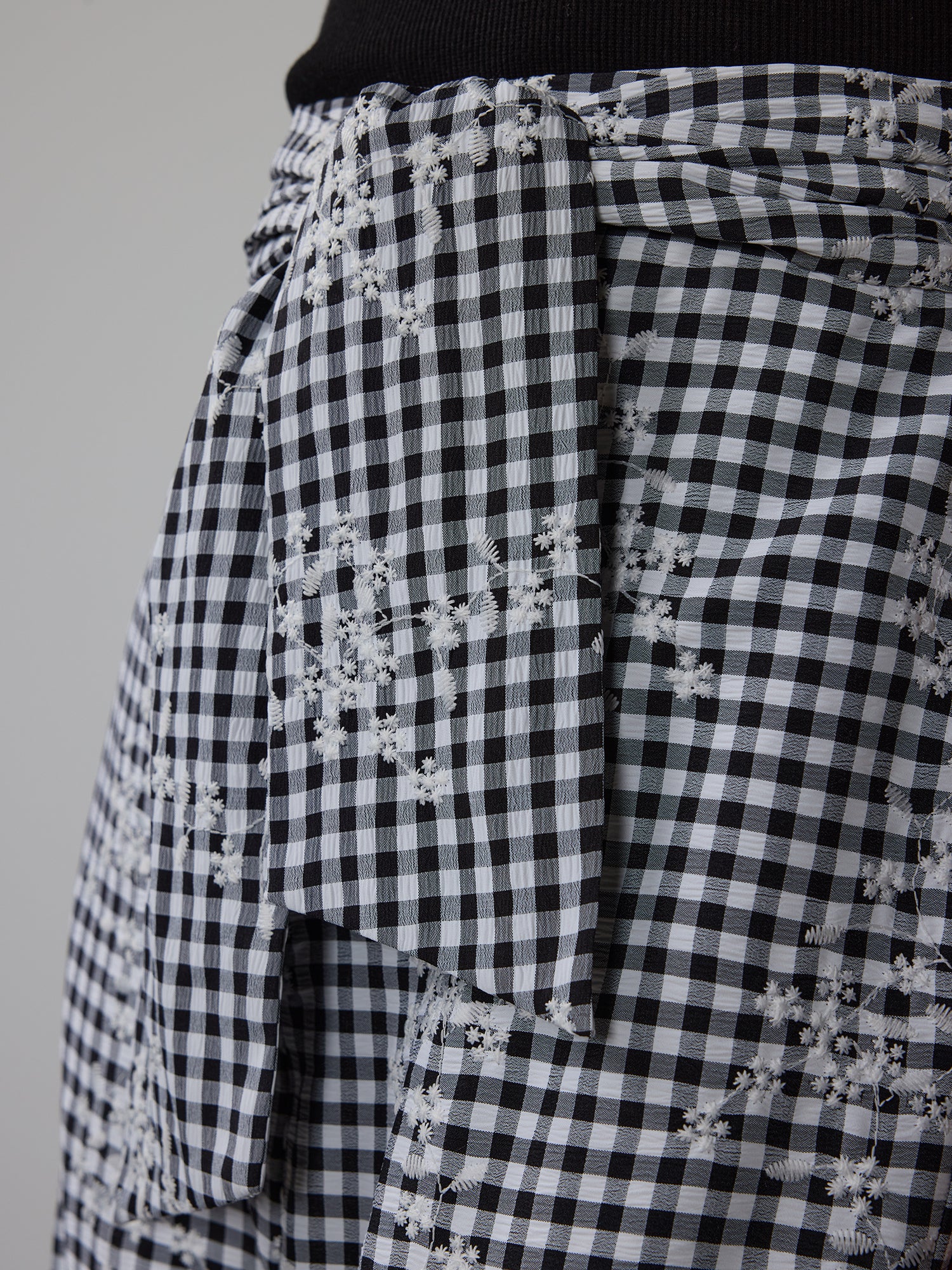 Embroidered Gingham Wide Leg Pants - Image 9