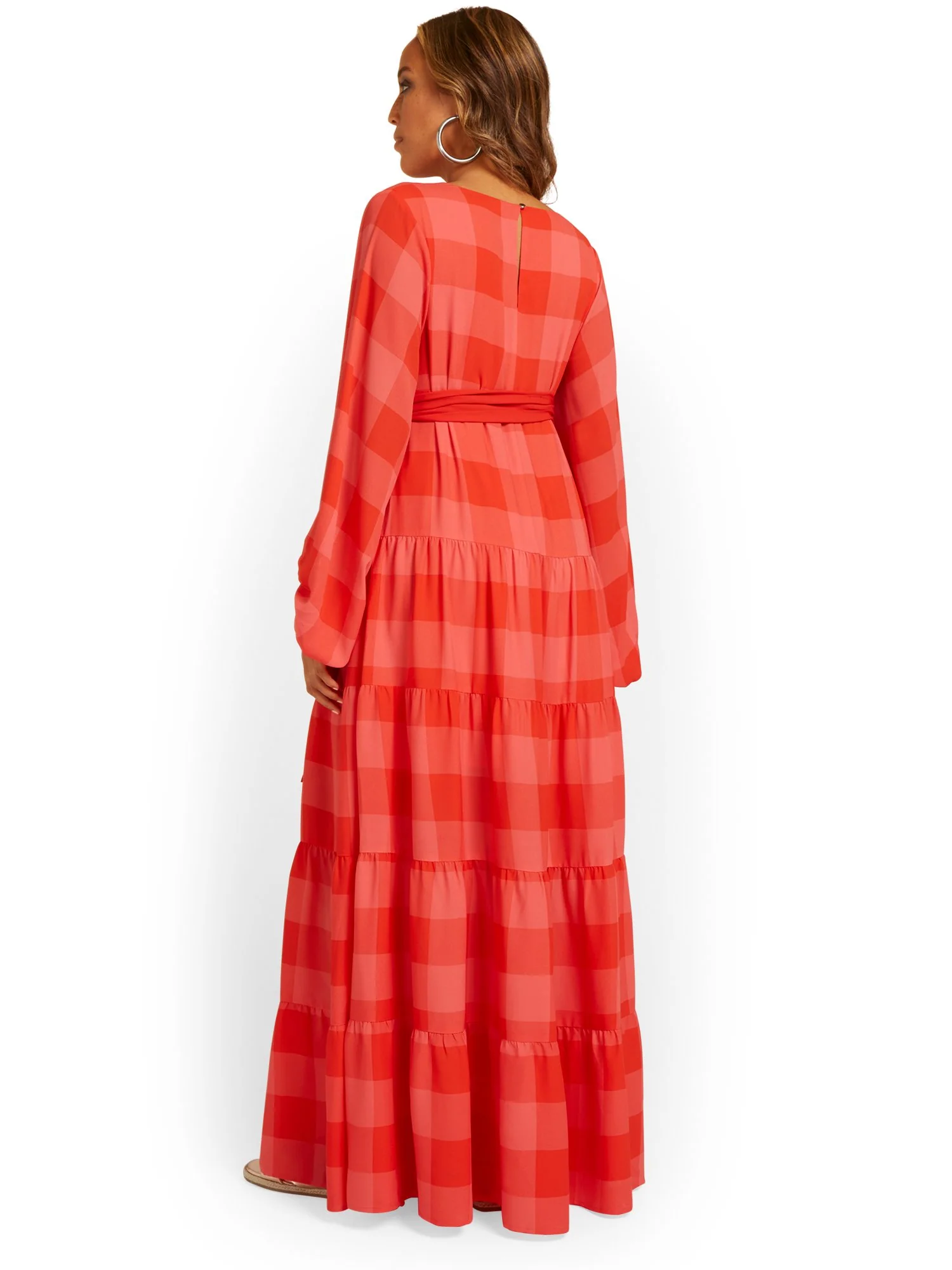 Gingham-Print Belted Maxi Dress - Image 3