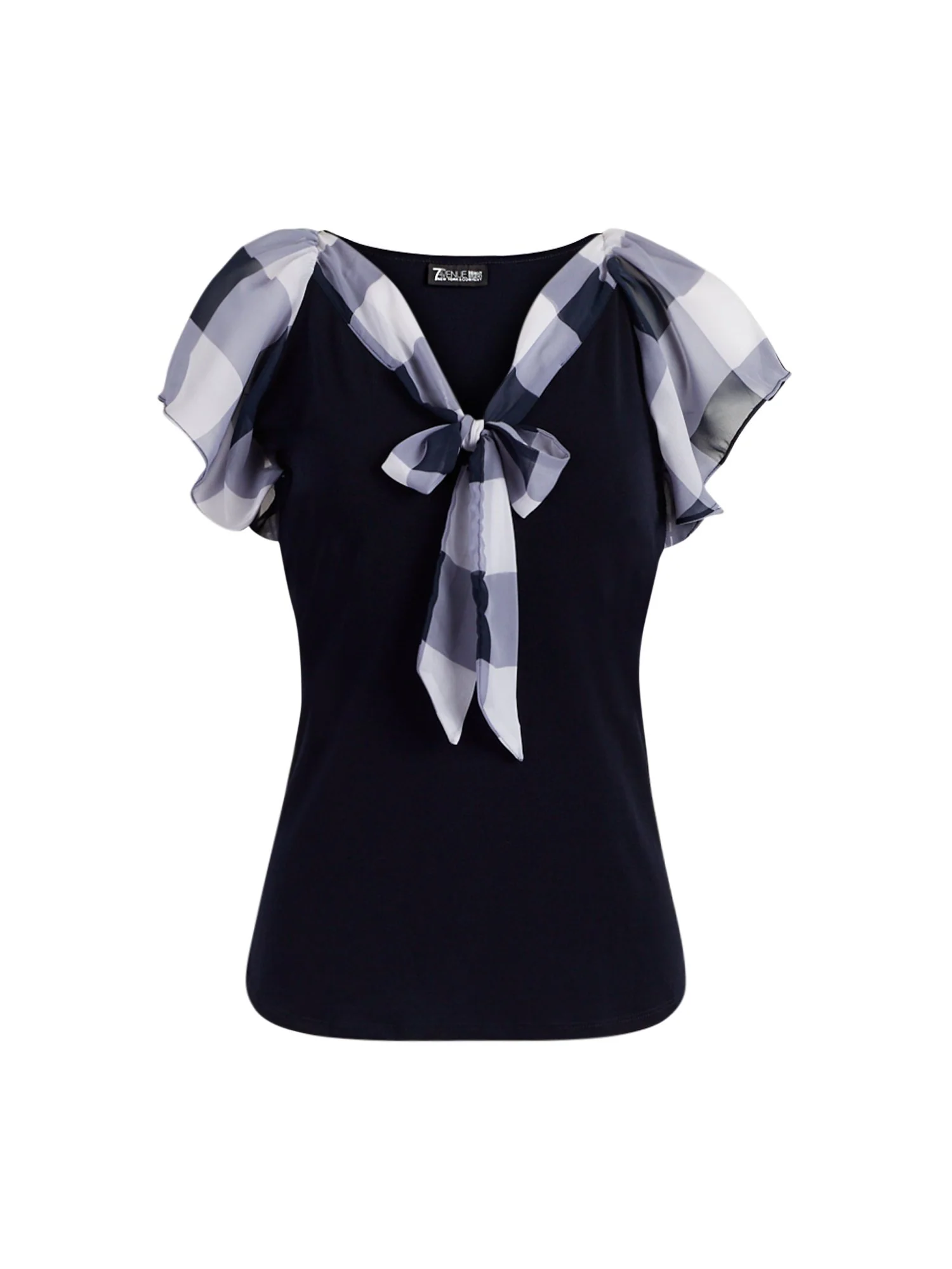 Gingham Tie-Front Top - 7th Avenue - Image 2