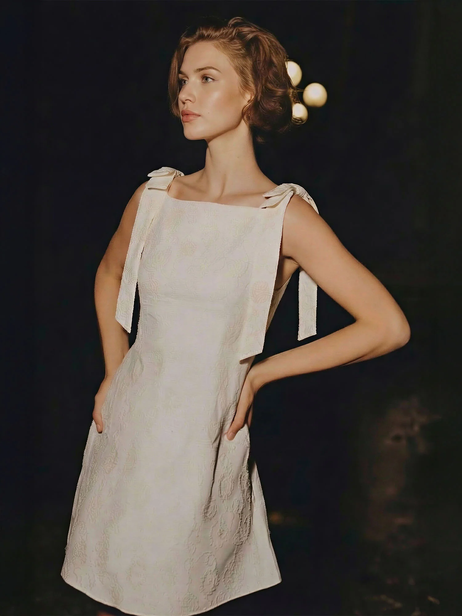 Bow Tie Shoulder Mini Dress - Image 8