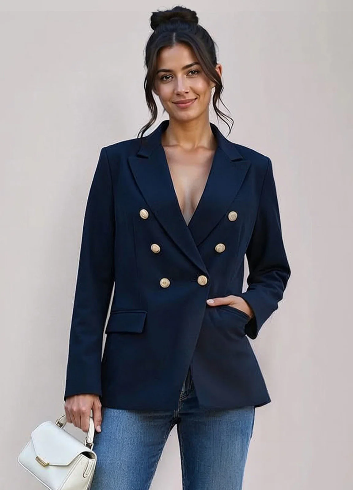 Gold Button Double Blazer