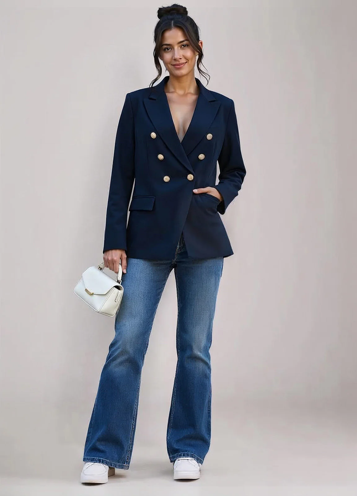 Gold Button Double Blazer - Image 2