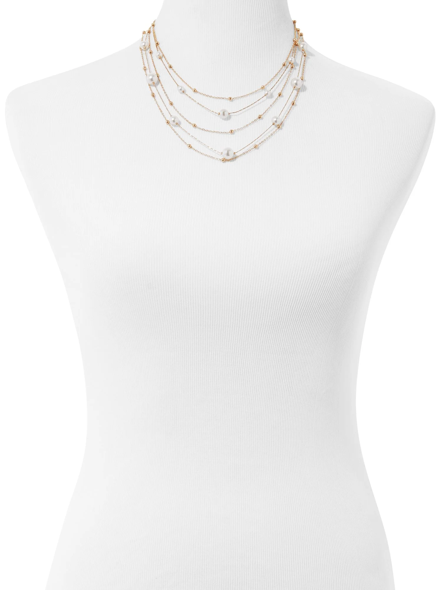 Gold Layered Pearl Necklace - Image 2